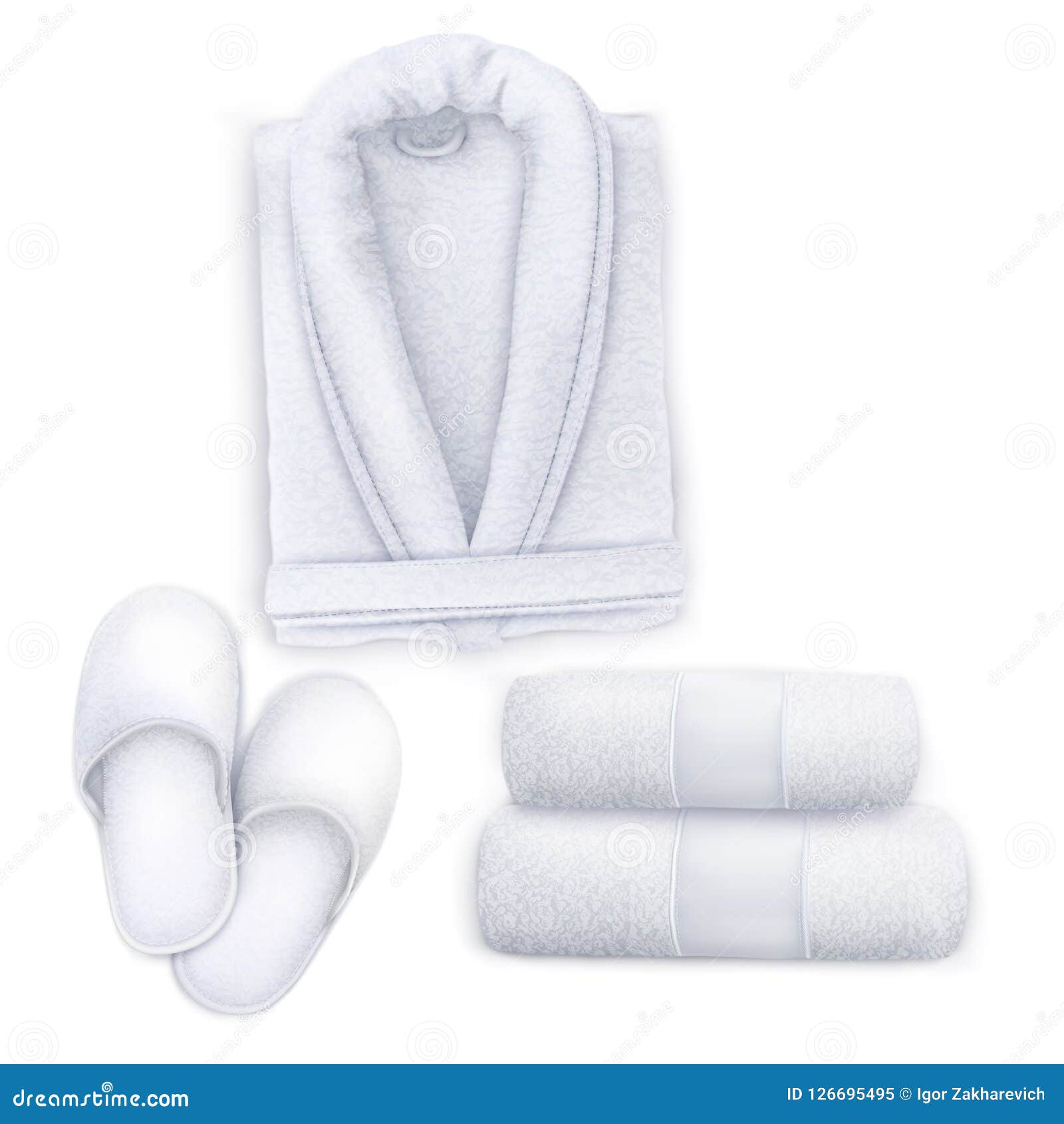 White Set Spa Towel, Slippers, Bathrobe Stock Illustration ...