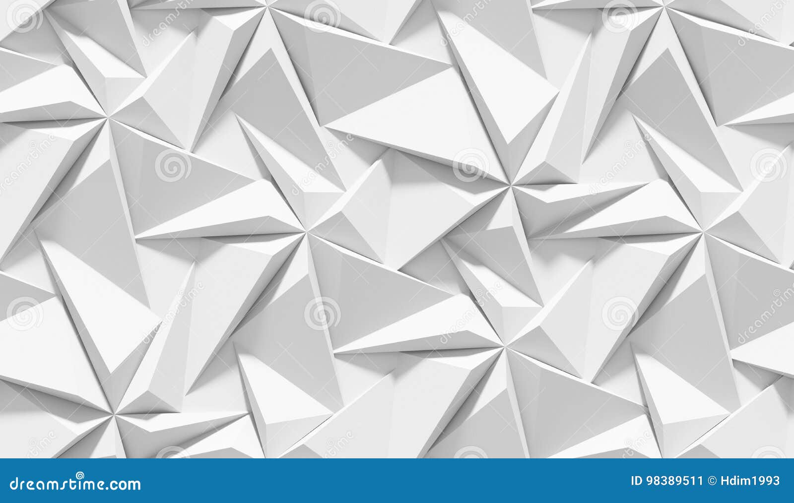 white shaded abstract geometric pattern. origami paper style. 3d rendering background.