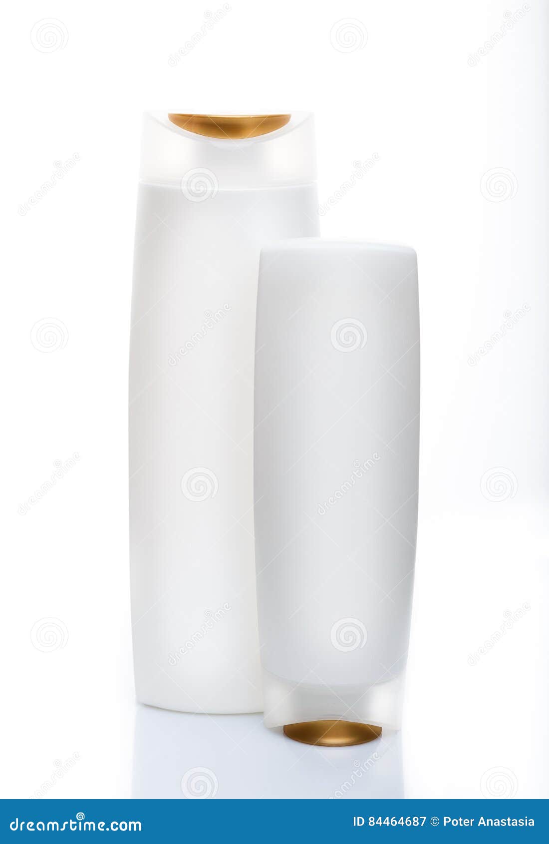 White Shampoo Bottles Isolated on White. Path Included Stock Image