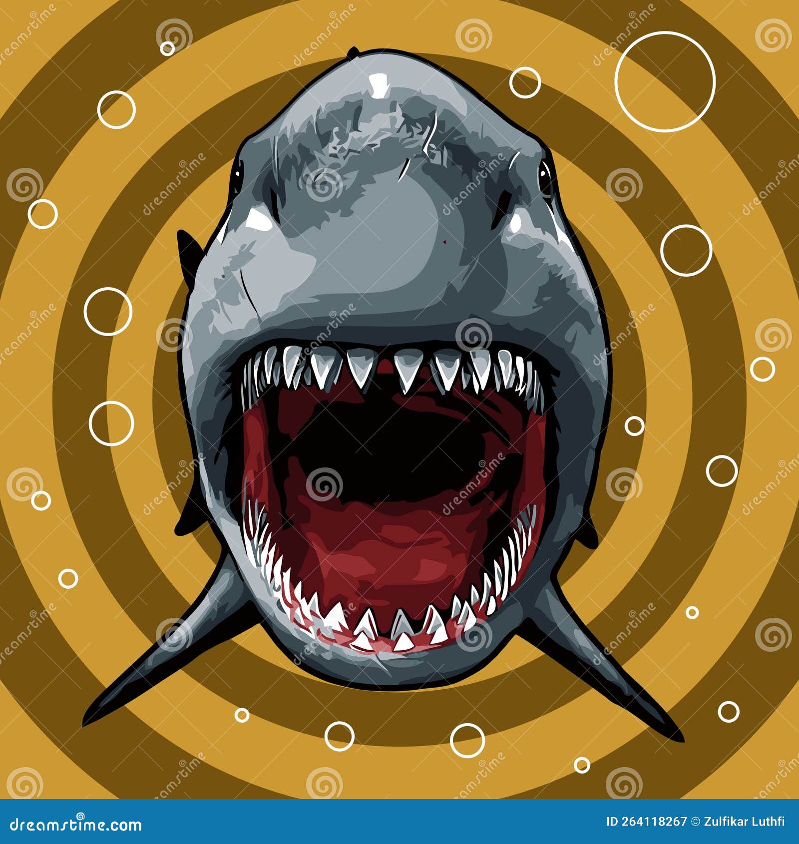 White Shark with Open Mouth Stock Vector - Illustration of clothing