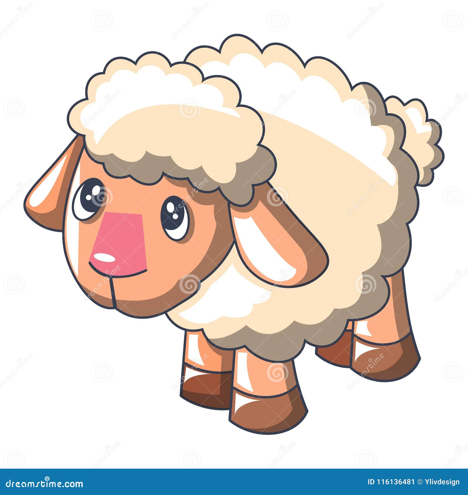 White Sheep Icon, Cartoon Style Stock Vector - Illustration of drawing,  alone: 116136481