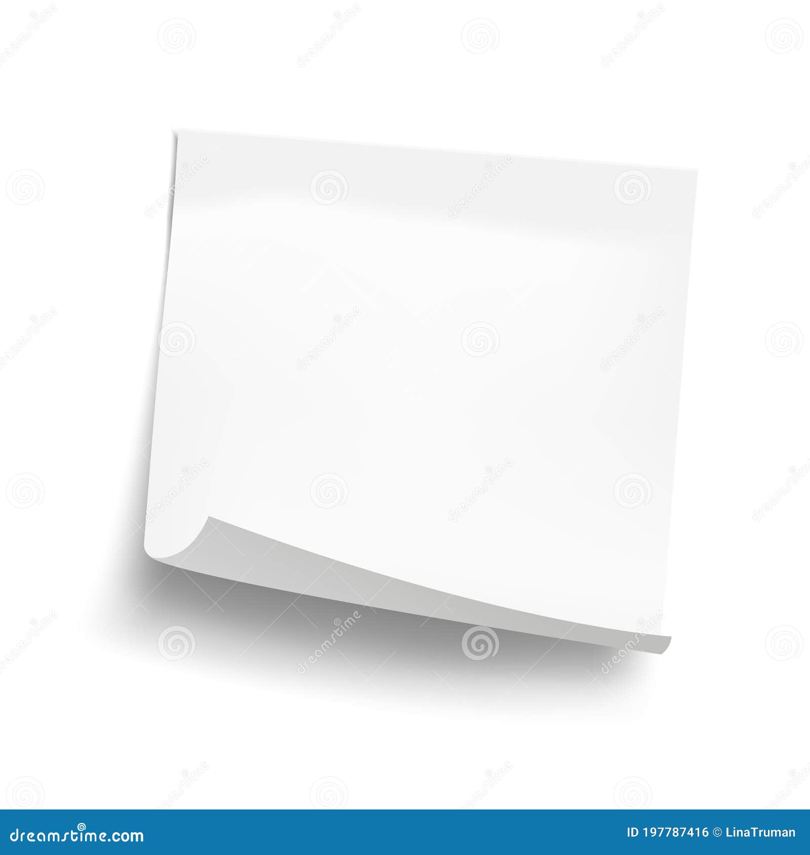 White Sheet of Note Paper Isolated on White Background. Sticky Note
