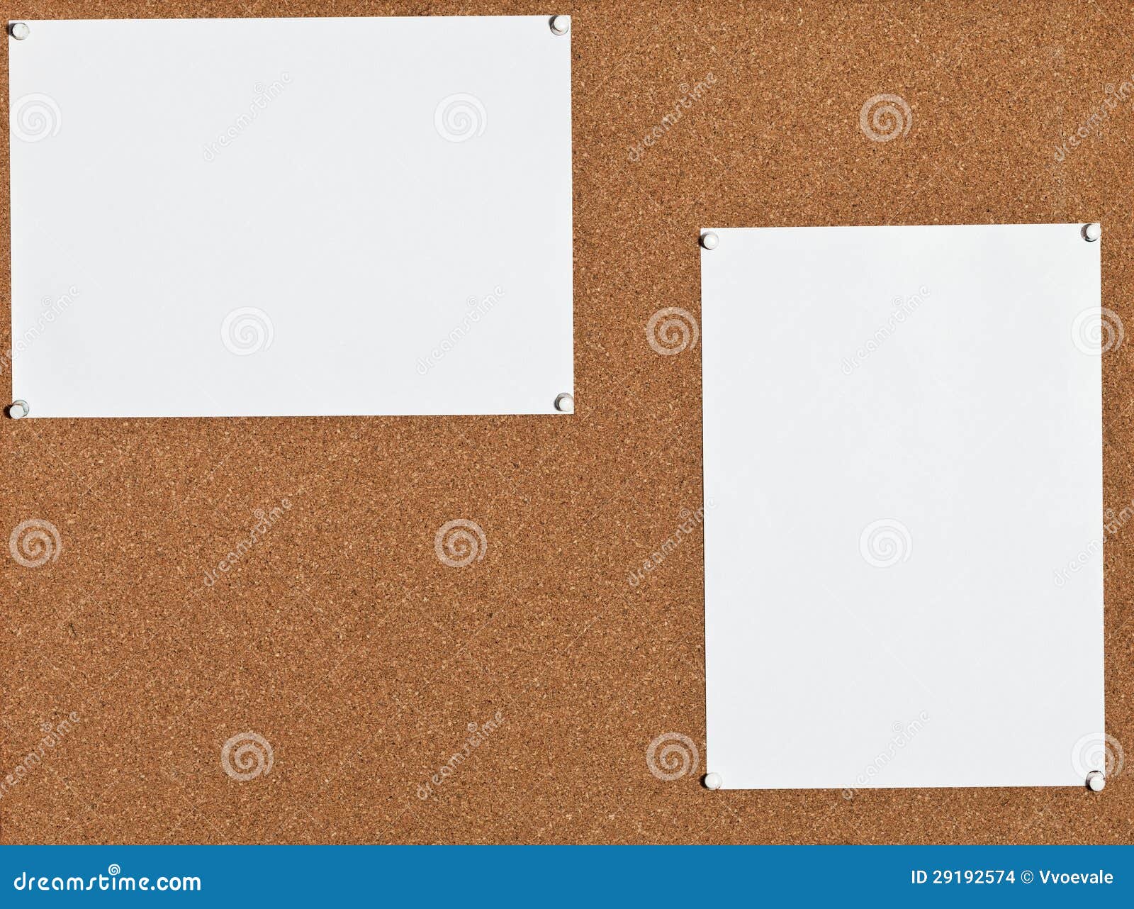 White Sheets of Paper on Cork Board Stock Photo Image of cork, desk