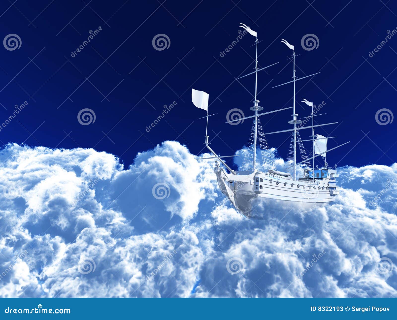 White ship stock illustration. Illustration of cloudscape 8322193