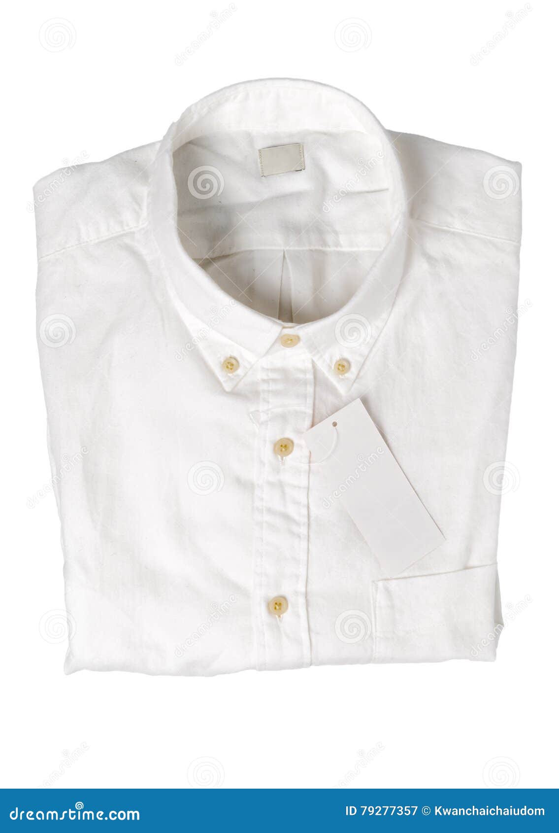 White Shirt with Blank Price Tag Isolated Stock Image - Image of button ...