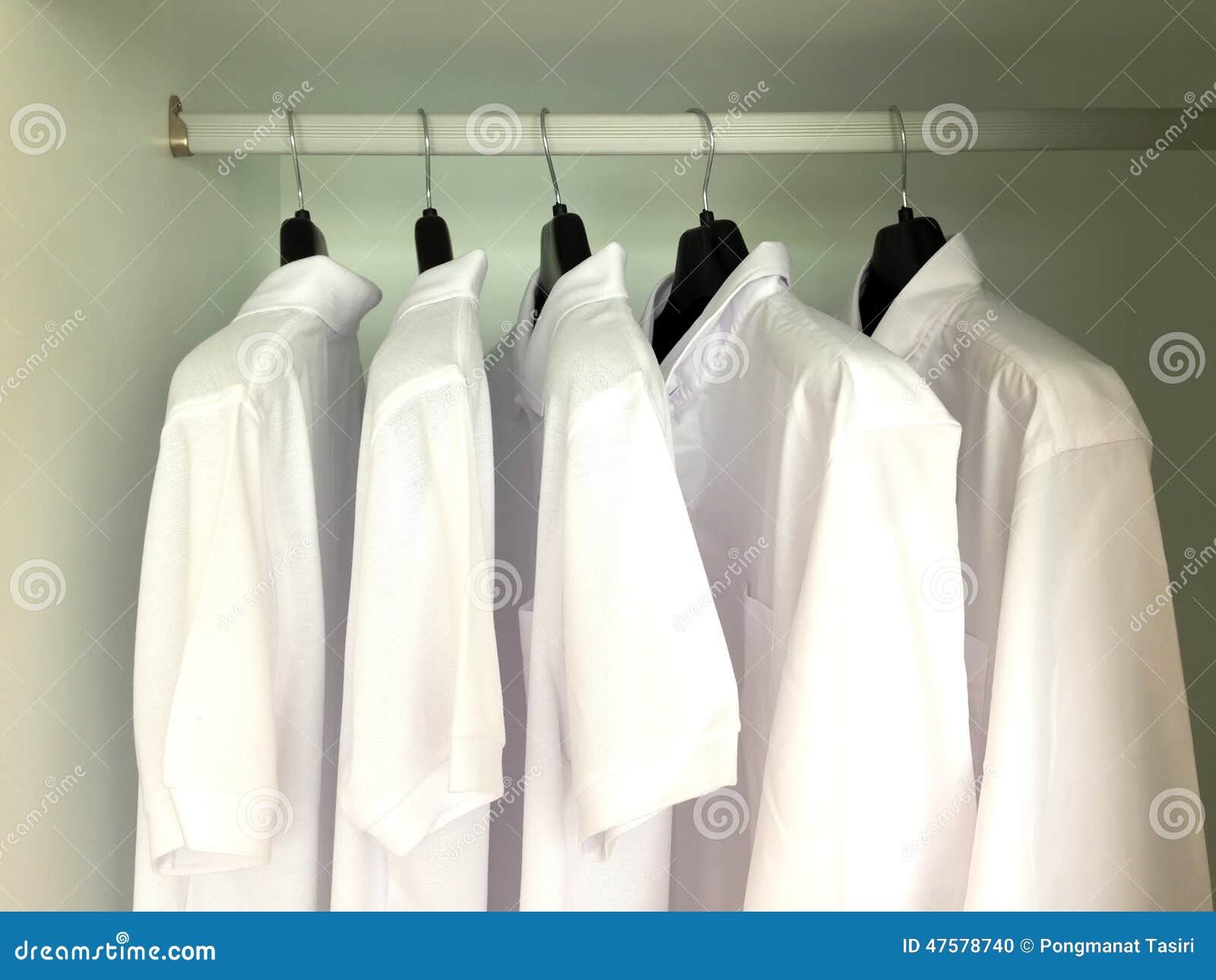 White Shirts Hanging on the Racks Stock Photo - Image of beauty, fabric ...