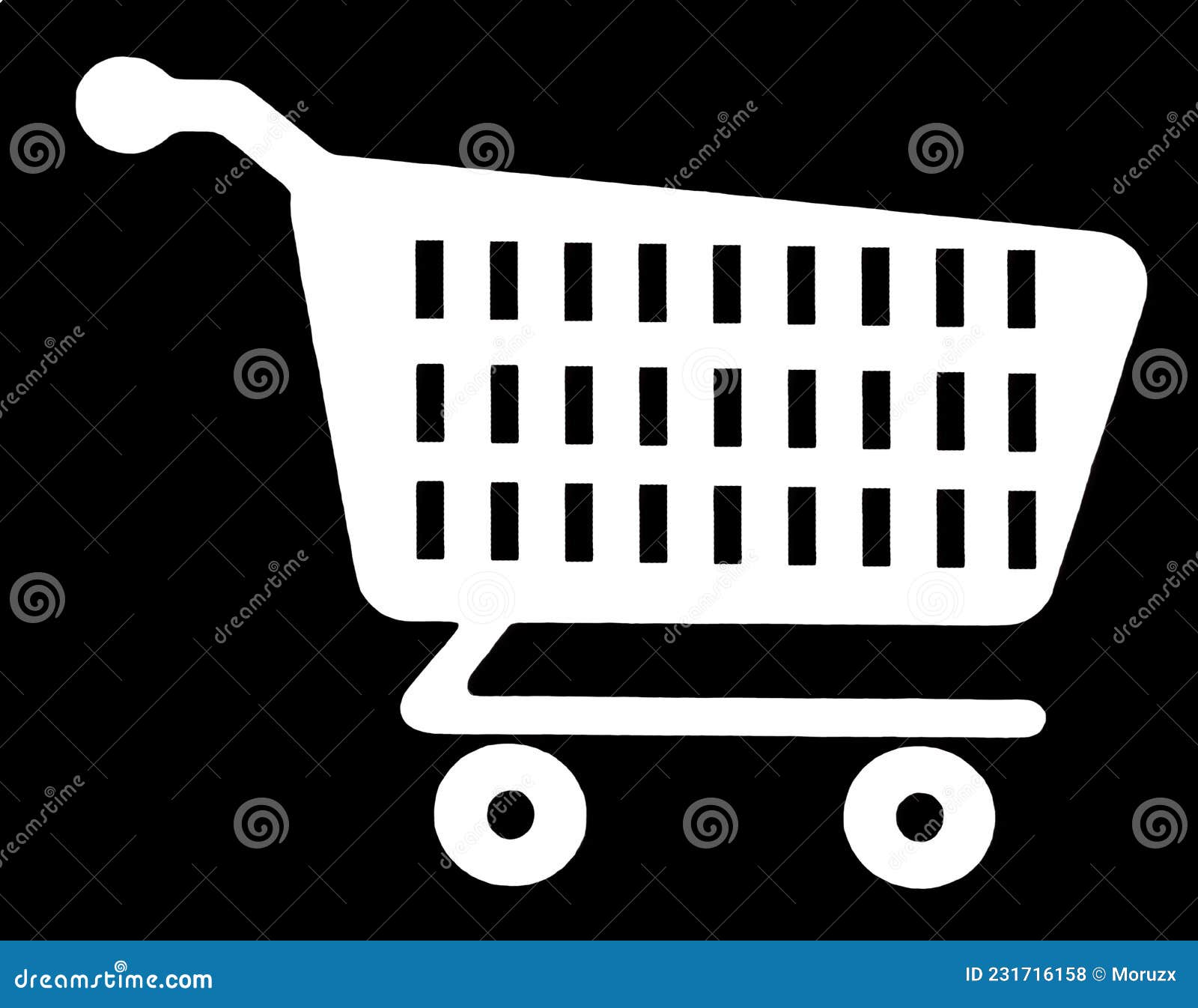 White Shopping Cart on Black Background Stock Illustration - Illustration  of shopping, retail: 231716158