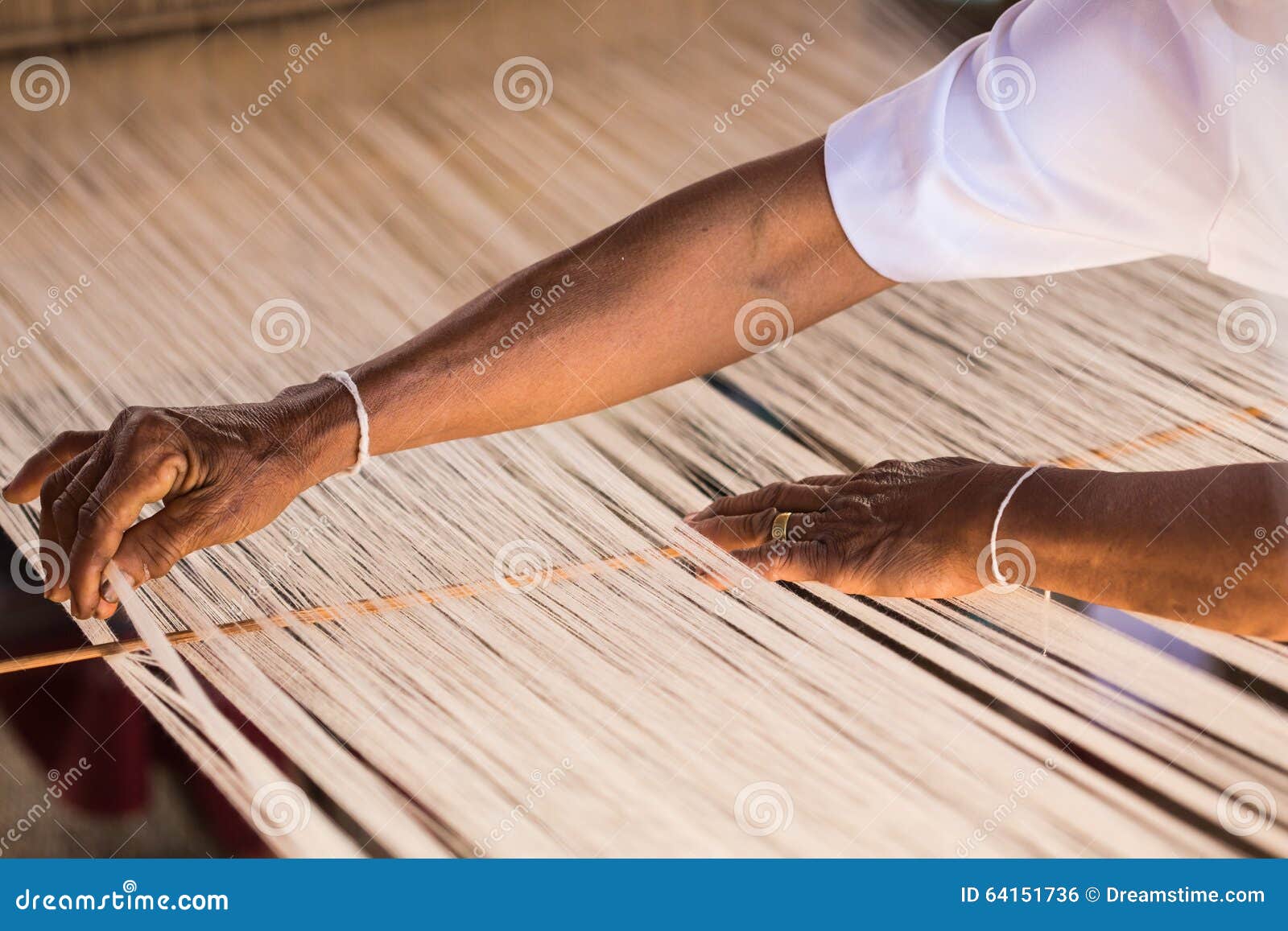 White Silk Thread in Sewing or Weaving Machine Stock Photo Image of