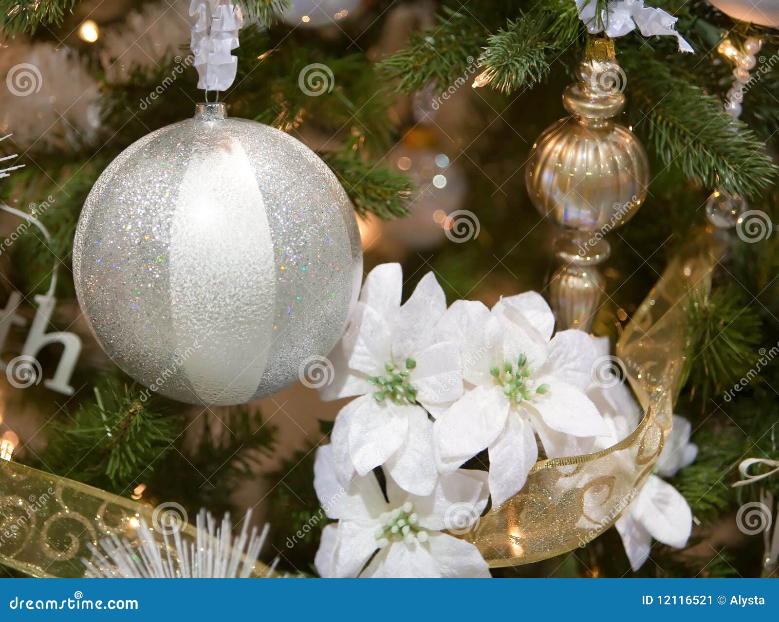 white and silver christmas tree ornament stock image white and silver christmas tree ornament stock image