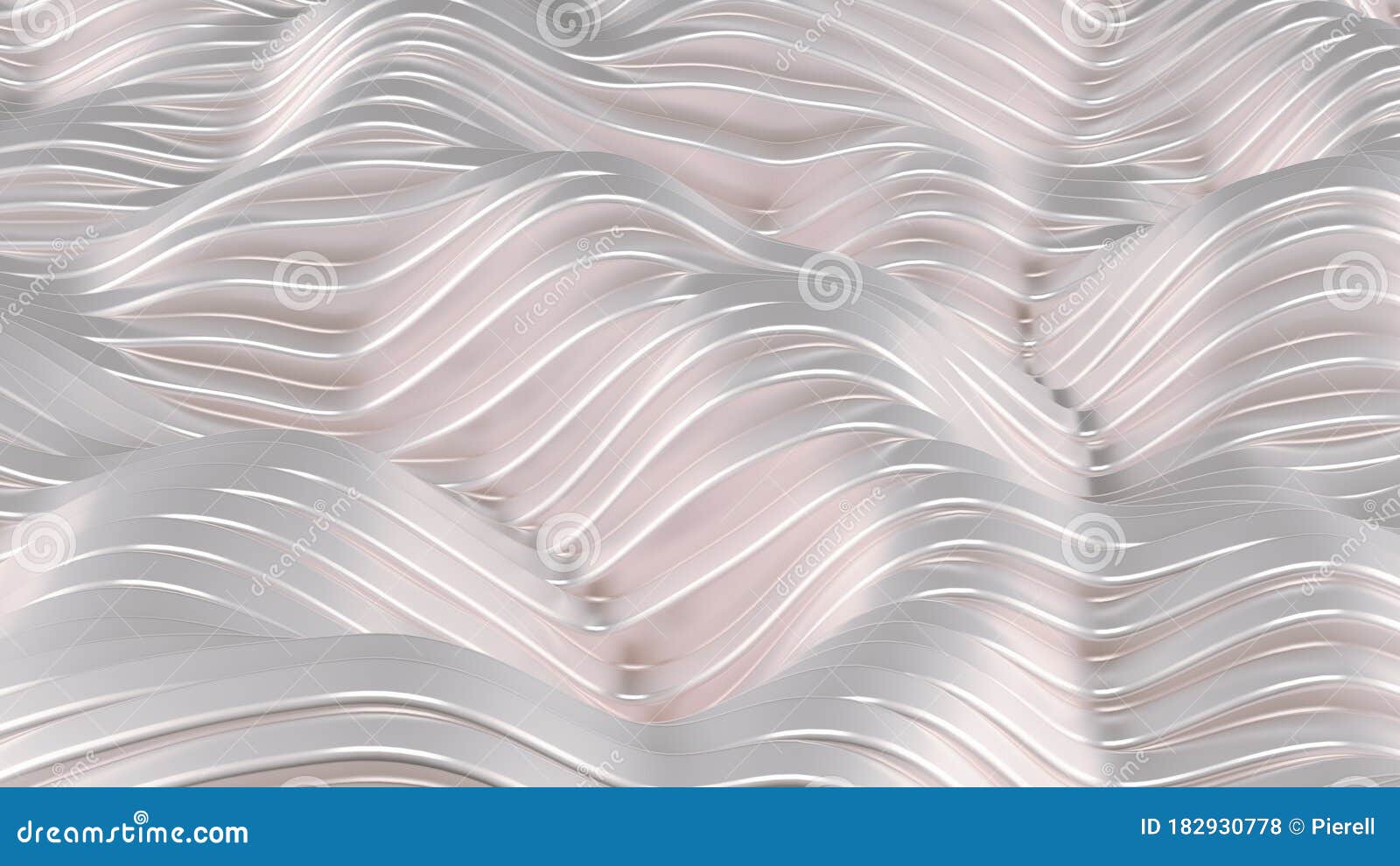 White Silver Metallic Background with Waves and Lines. 3d Illustration