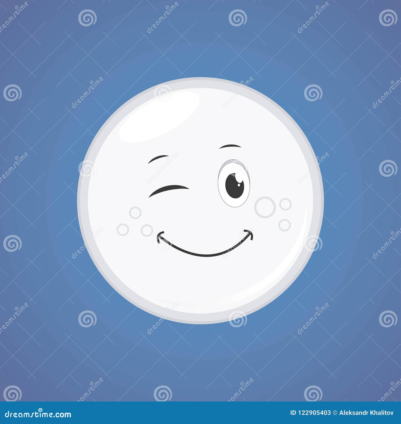 White Simple Winking Character Cartoon Moon Stock Vector - Illustration of  emotion, icon: 122905403