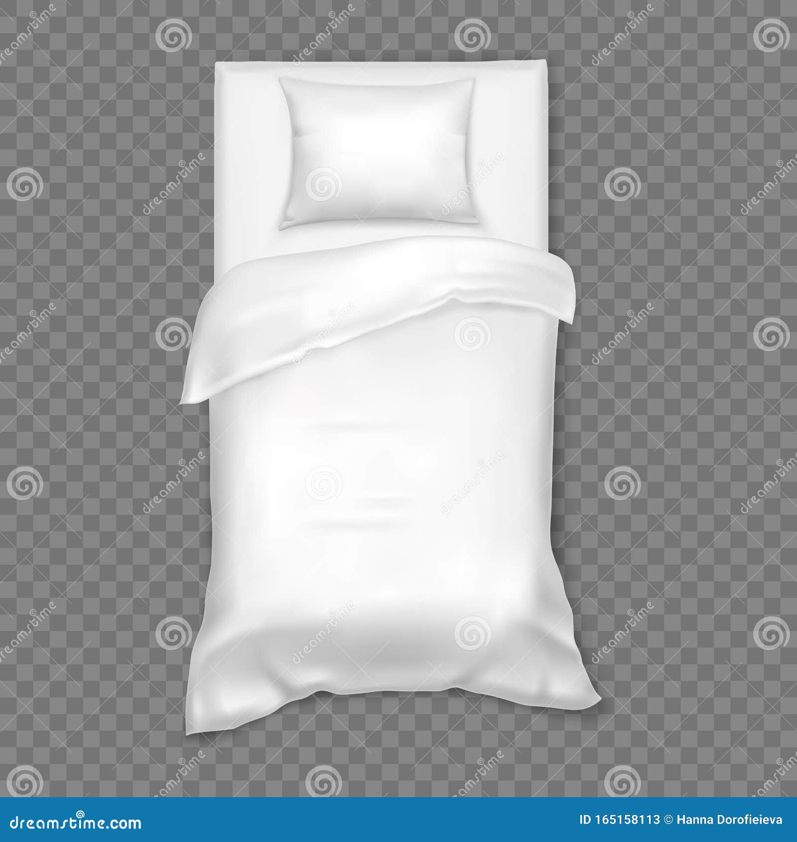 White Single White Bed For One Person Sleep Stock Vector