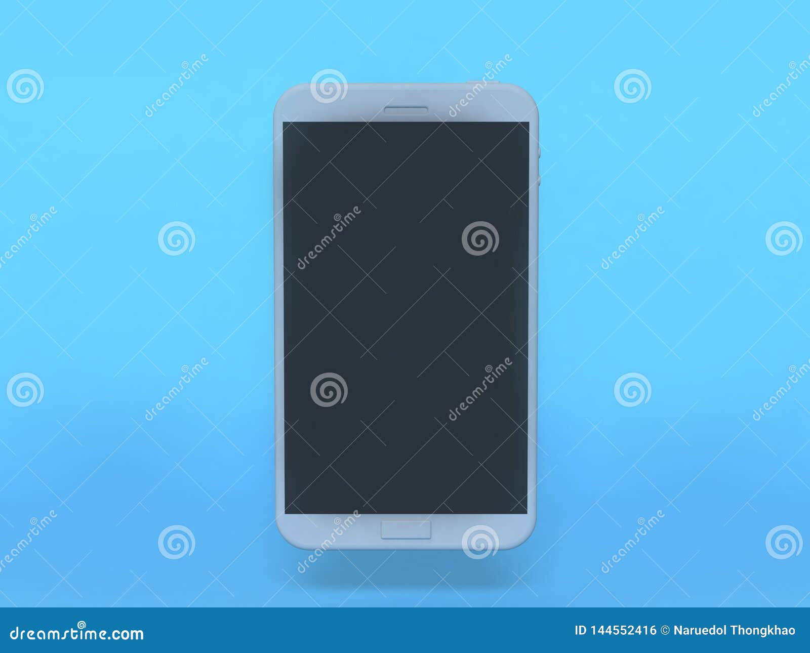white smart phone mock up black display blue background 3d rendering