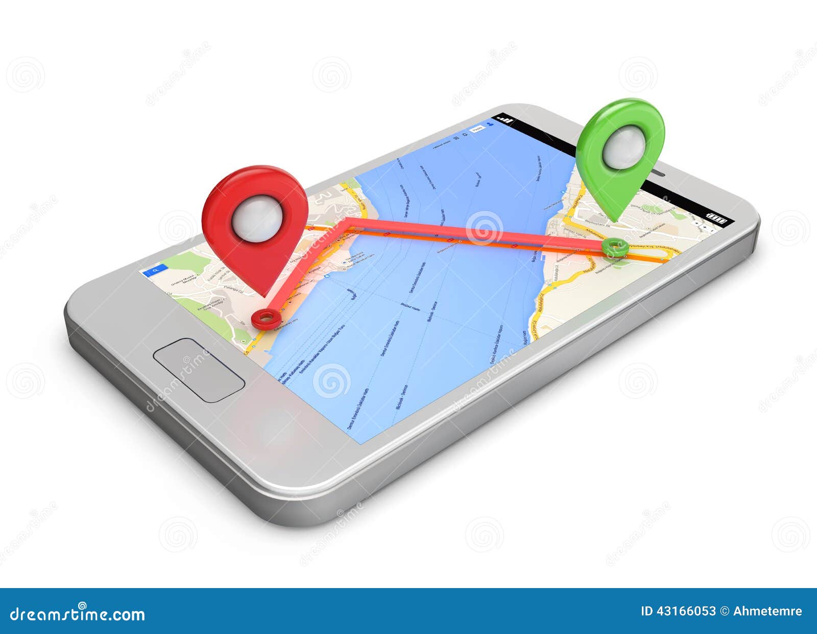 White Smartphone Gps Map and Pins on the Screen Stock Illustration