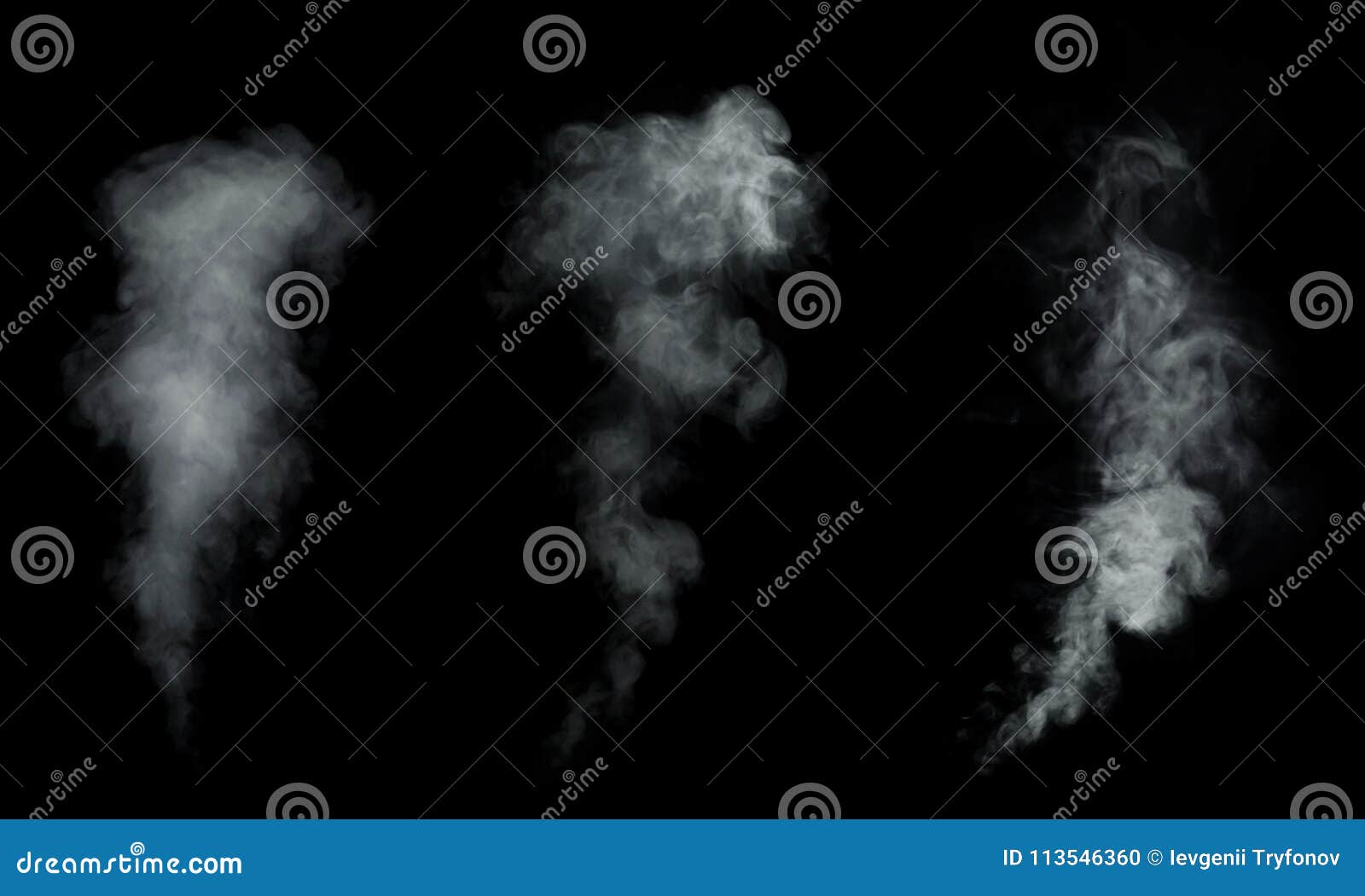 white smoke collection  on black background.
