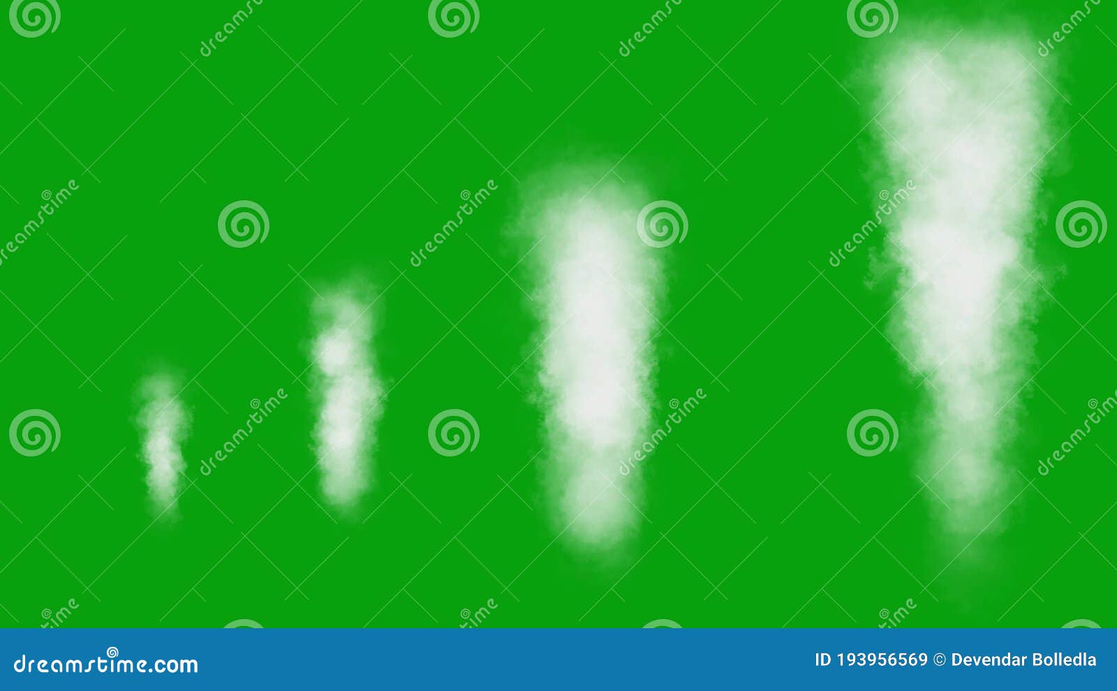 blowing steam with white smoke isolated on chroma key green screen