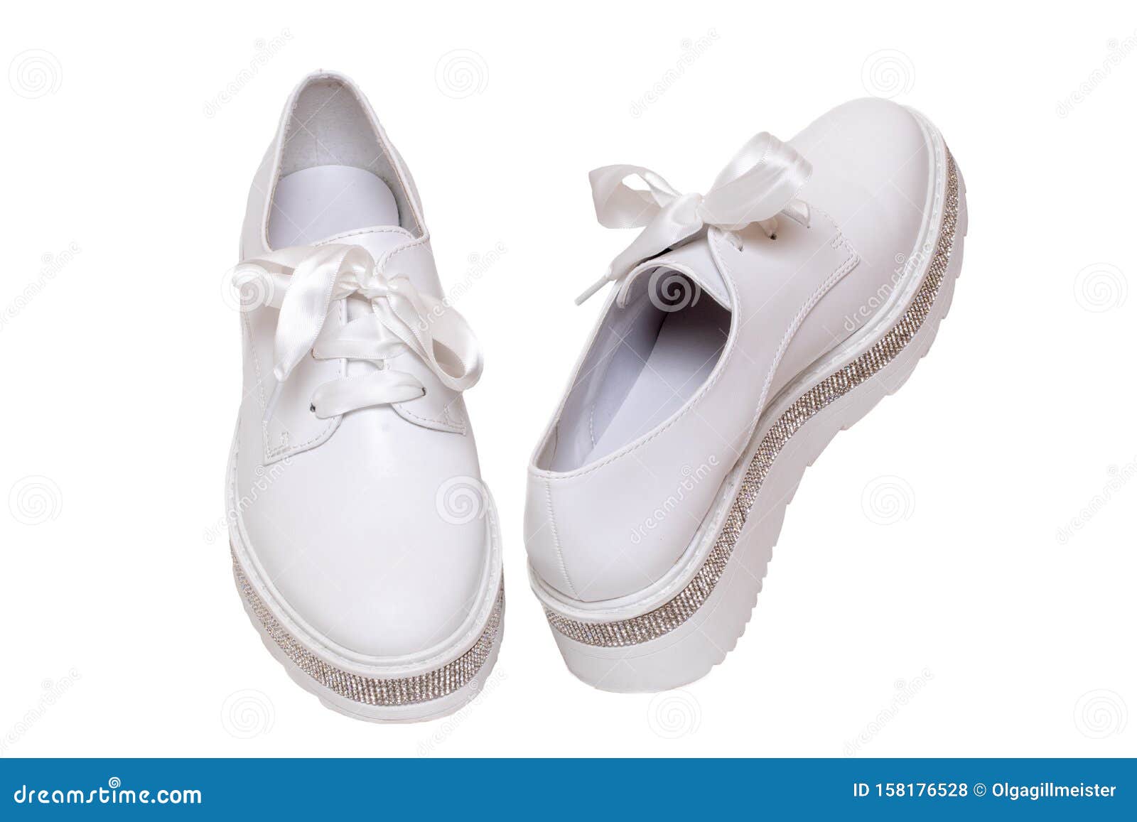 White Sneaker Isolated. Close-up of a Pair White Elegant Stylish Female ...