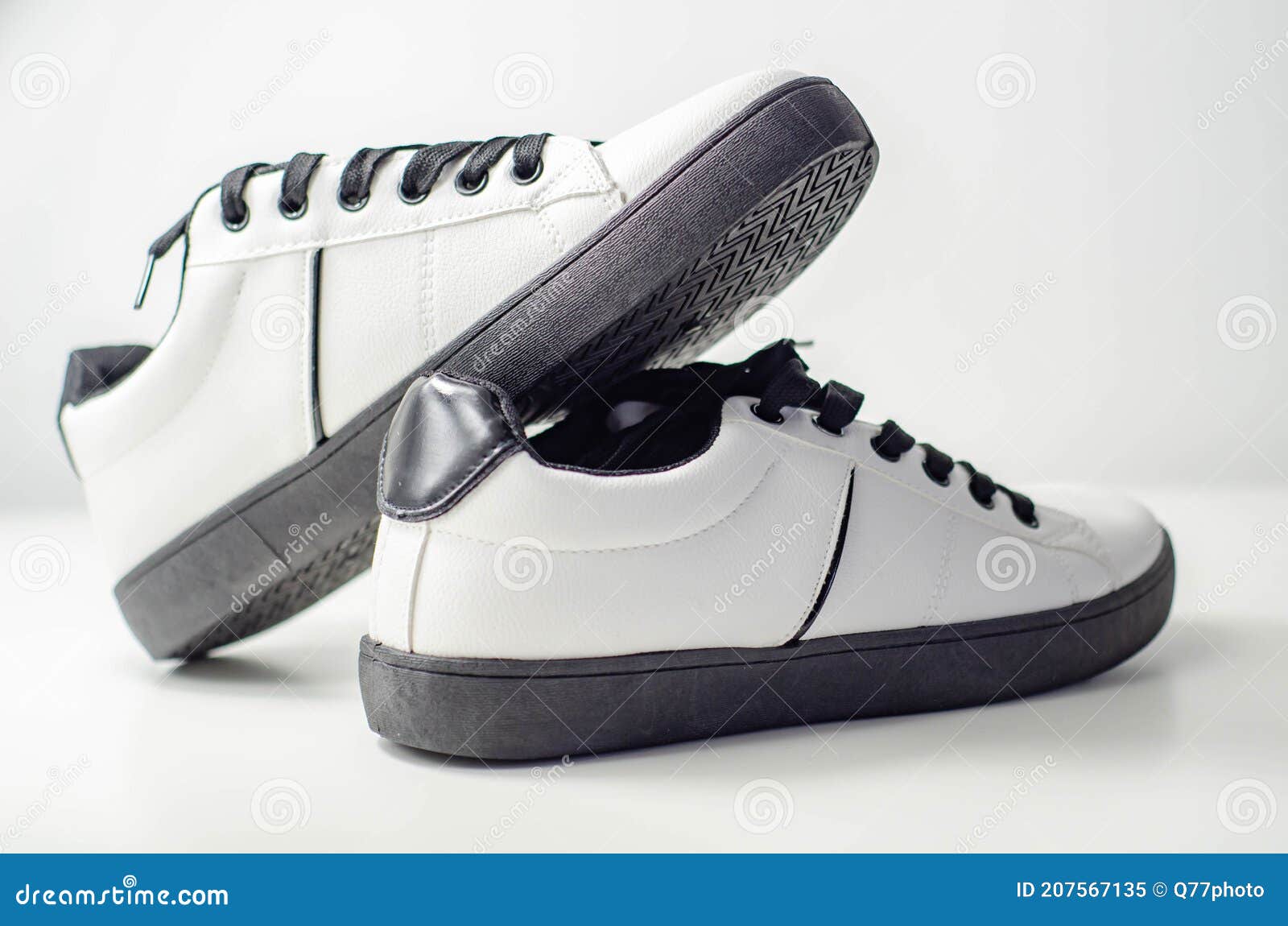 White Sneakers with Black Laces, Classic Sports Shoes Stock Image ...