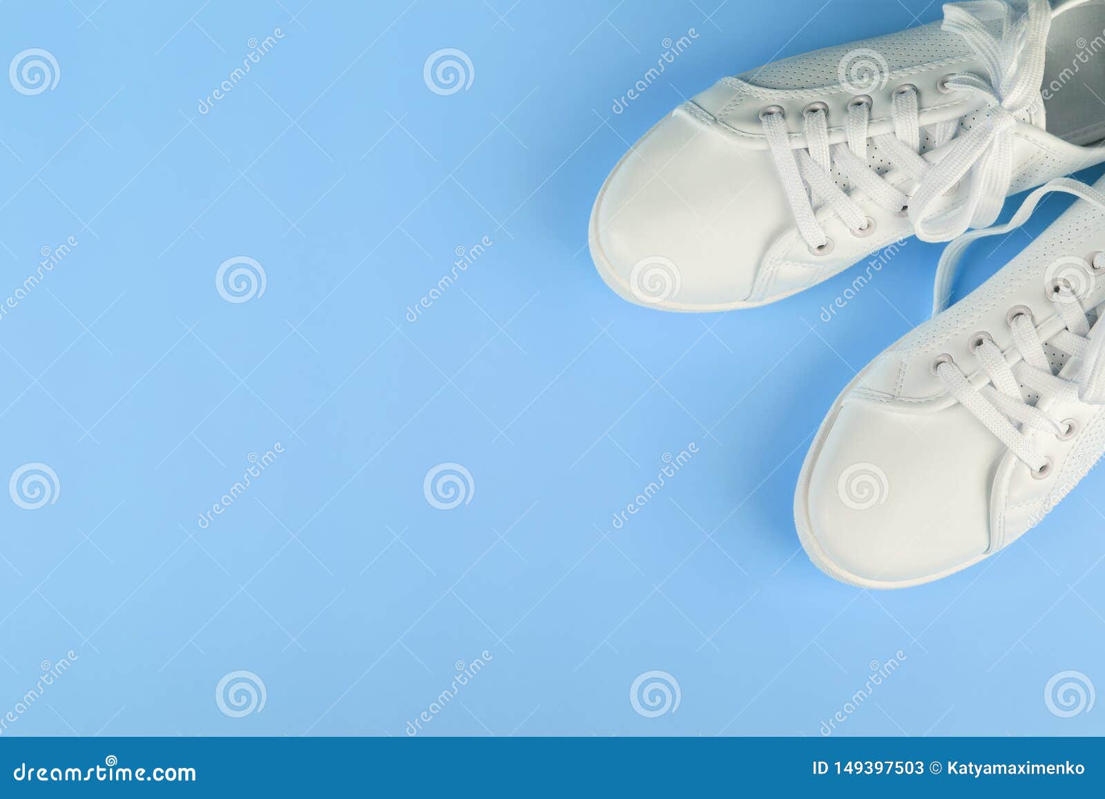 White Sneakers on Color Background. Copy Space. Stock Image - Image of ...