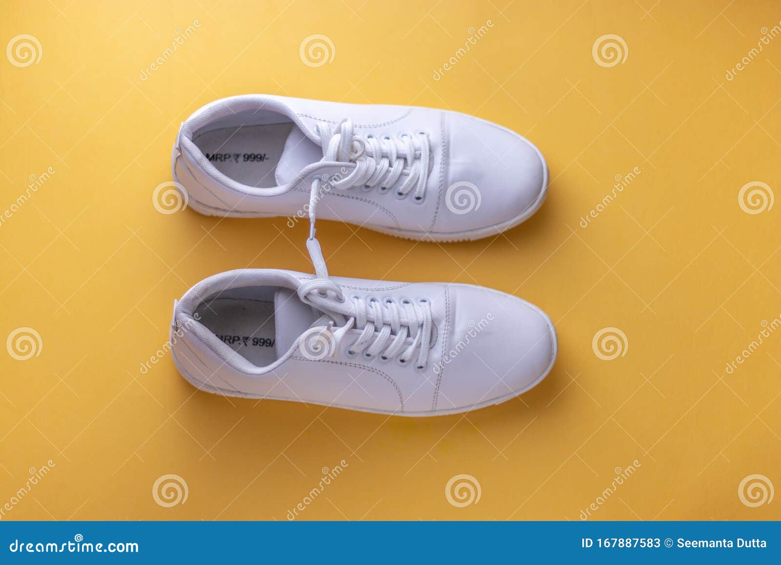 White Sneakers on Light Colour Background, Flat Lay Top View Minimal ...