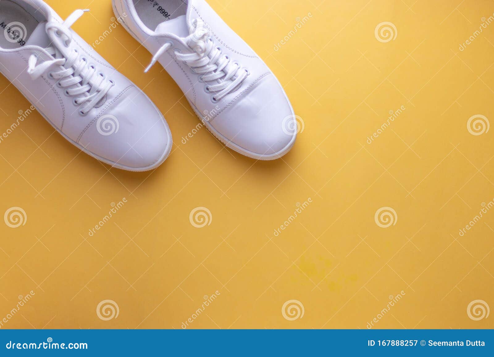 White Sneakers on Light Colour Background, Flat Lay Top View Minimal ...