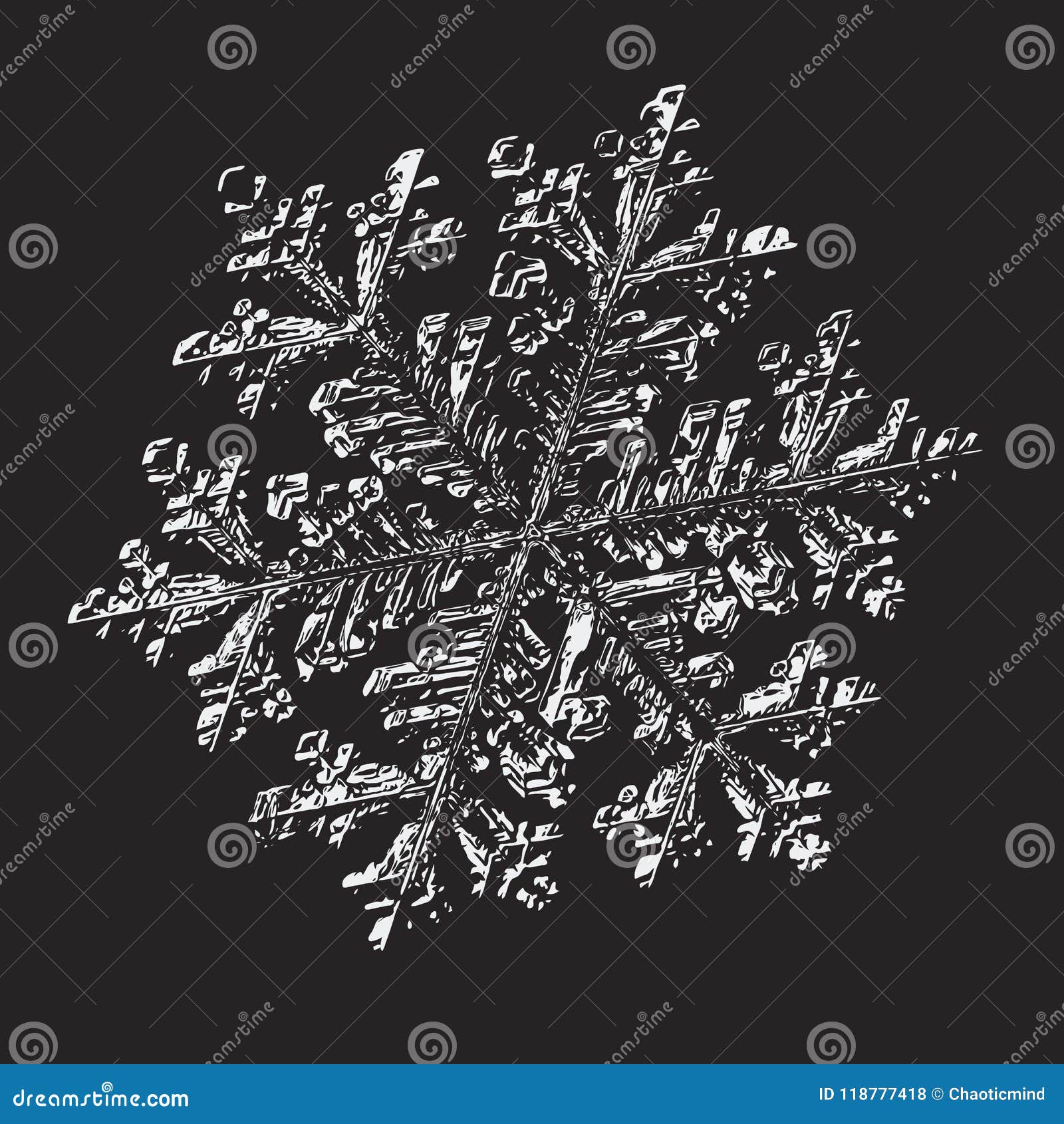 White Snowflake On Black Background Stock Illustration Illustration