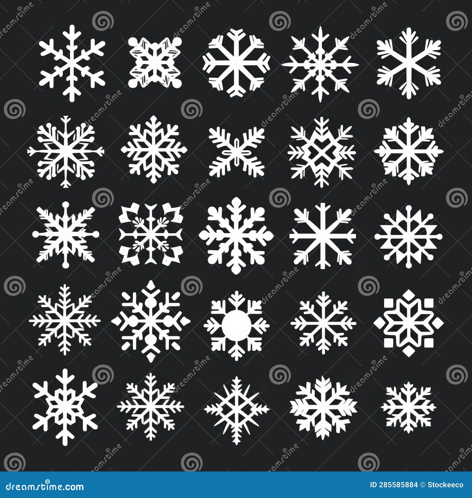 simple snowflake s:  icon set in flat shading style