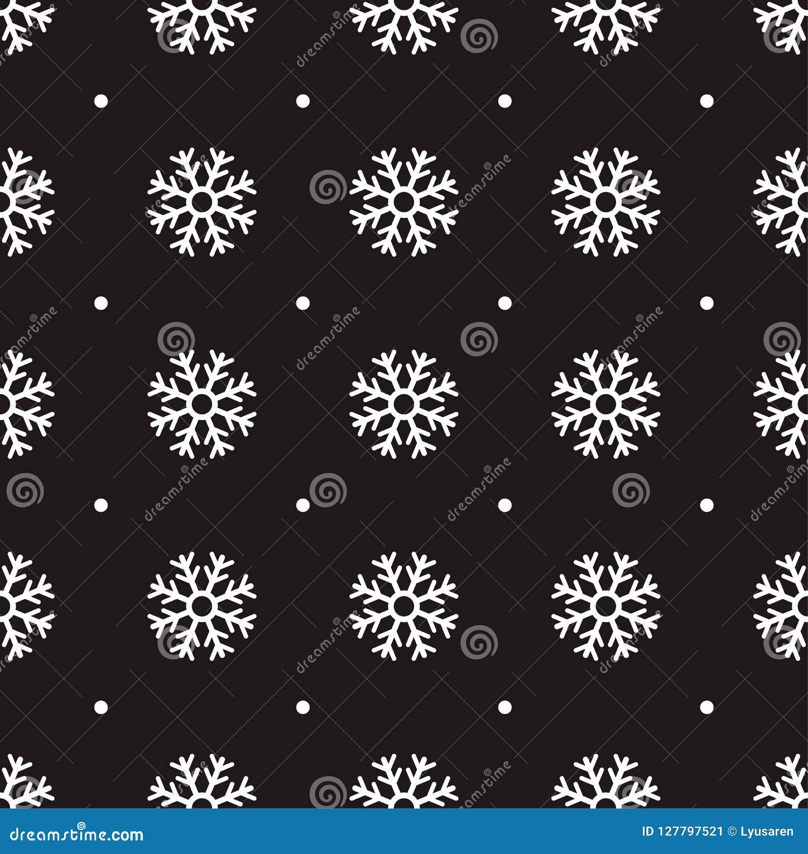 White Snowflakes On Black Background Vector Illustration Stock