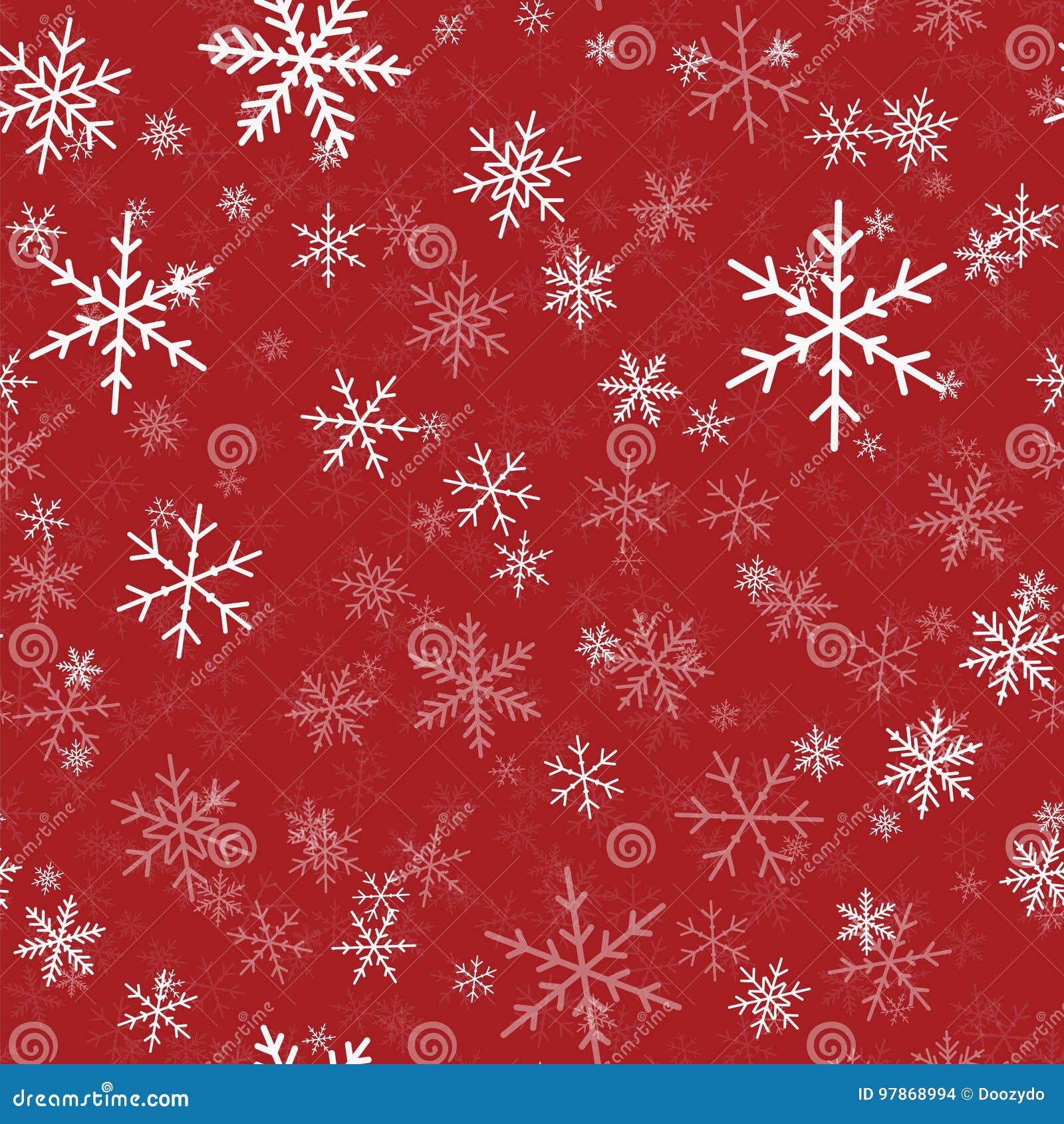 White Snowflakes Seamless Pattern on Red. Stock Vector - Illustration ...