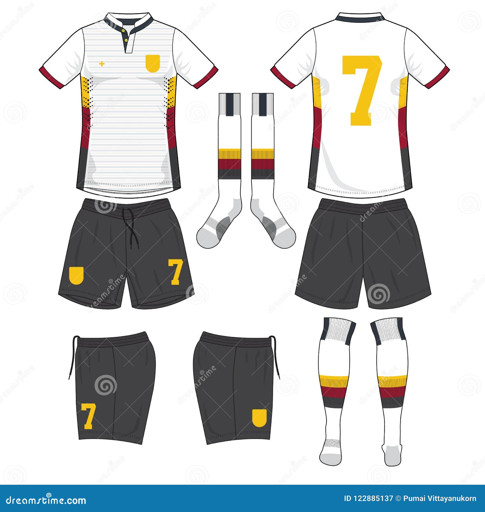 Download White Soccer Jersey With White Sock And Black Short Mock ...