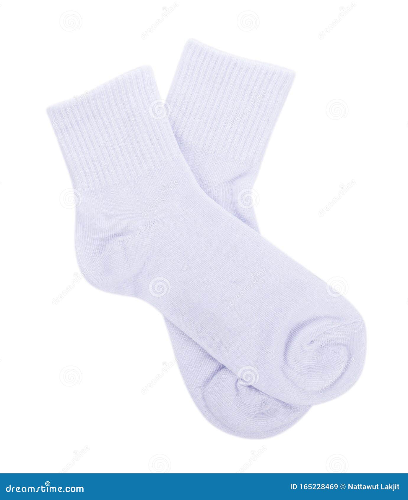 white sock  on white background