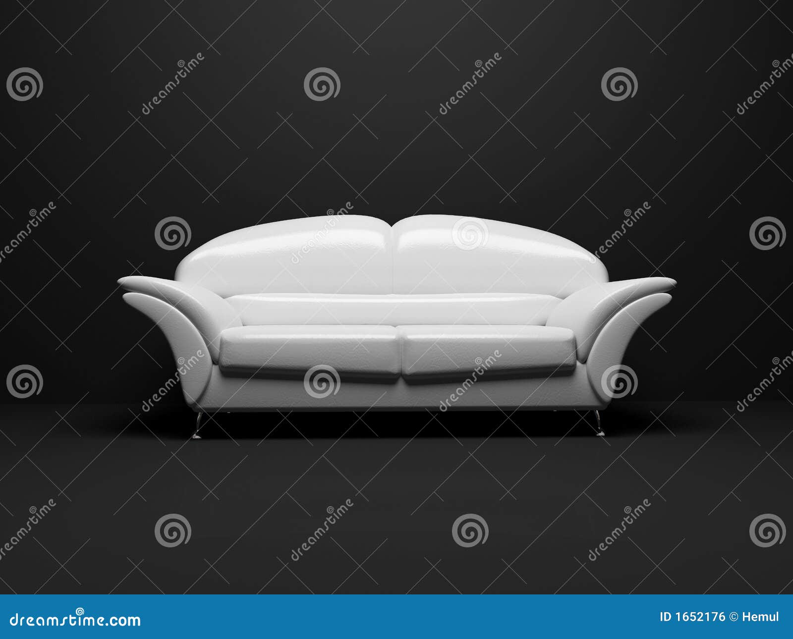 white sofa on black background insulated
