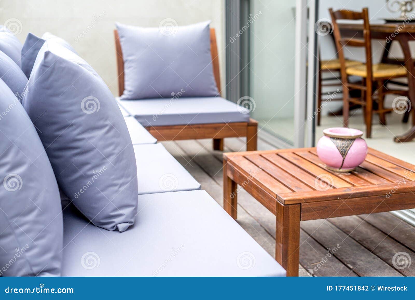 White Sofa with a Coach and a Wooden Table-interior Design Stock Photo -  Image of white, living: 177451842