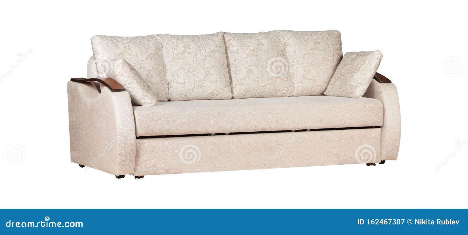 White Sofa with Cushions Isolated Stock Image Image of lightcolored