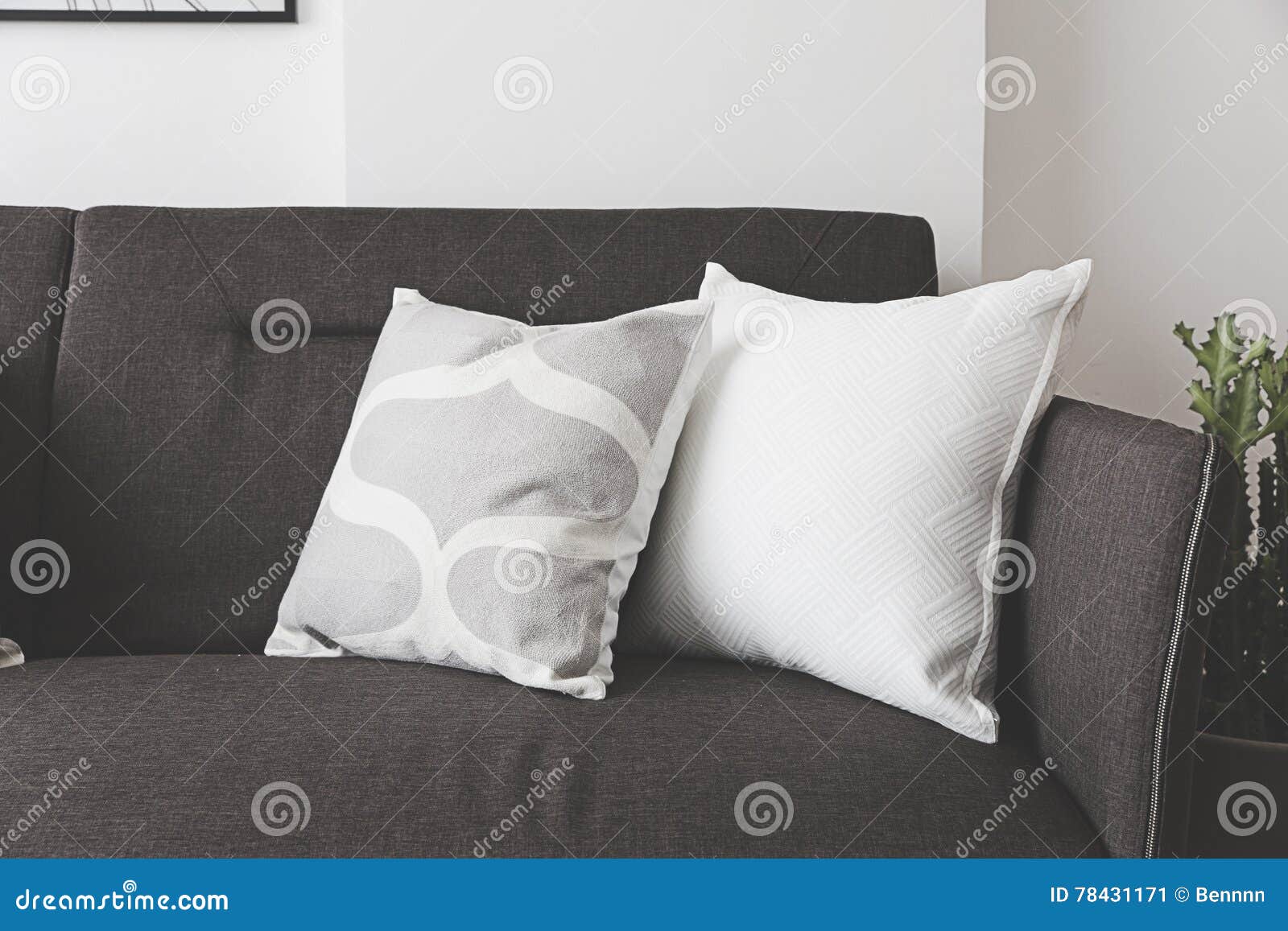 White soft cushion on sofa stock image. Image of lifestyle 78431171