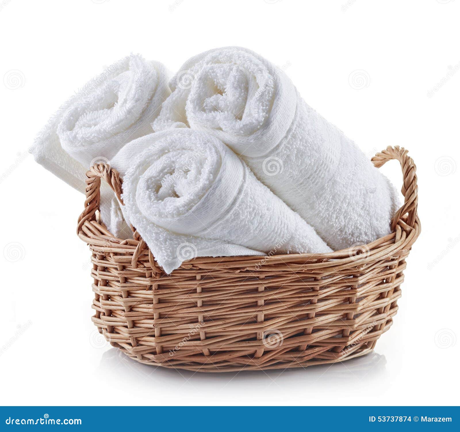 White Spa Towels In A Basket Stock Photo Image 53737874