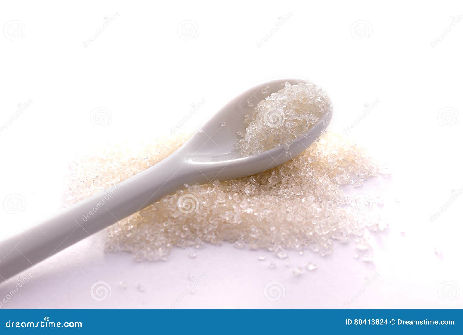 White Spoon of Sugar on a White Background Stock Photo Image of