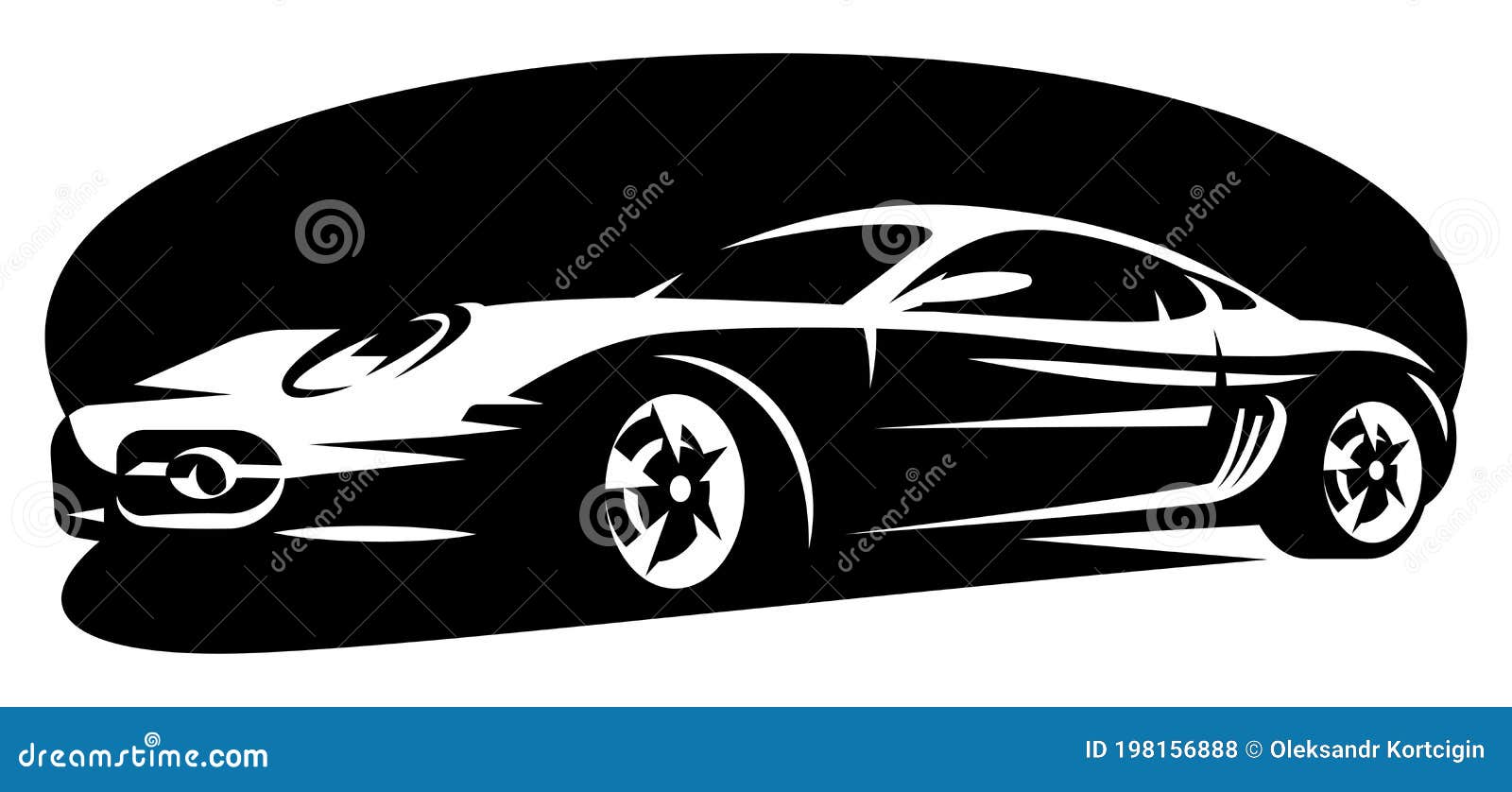 Sportcar Vector Black Illustration Isolated On White Background. Hand ...