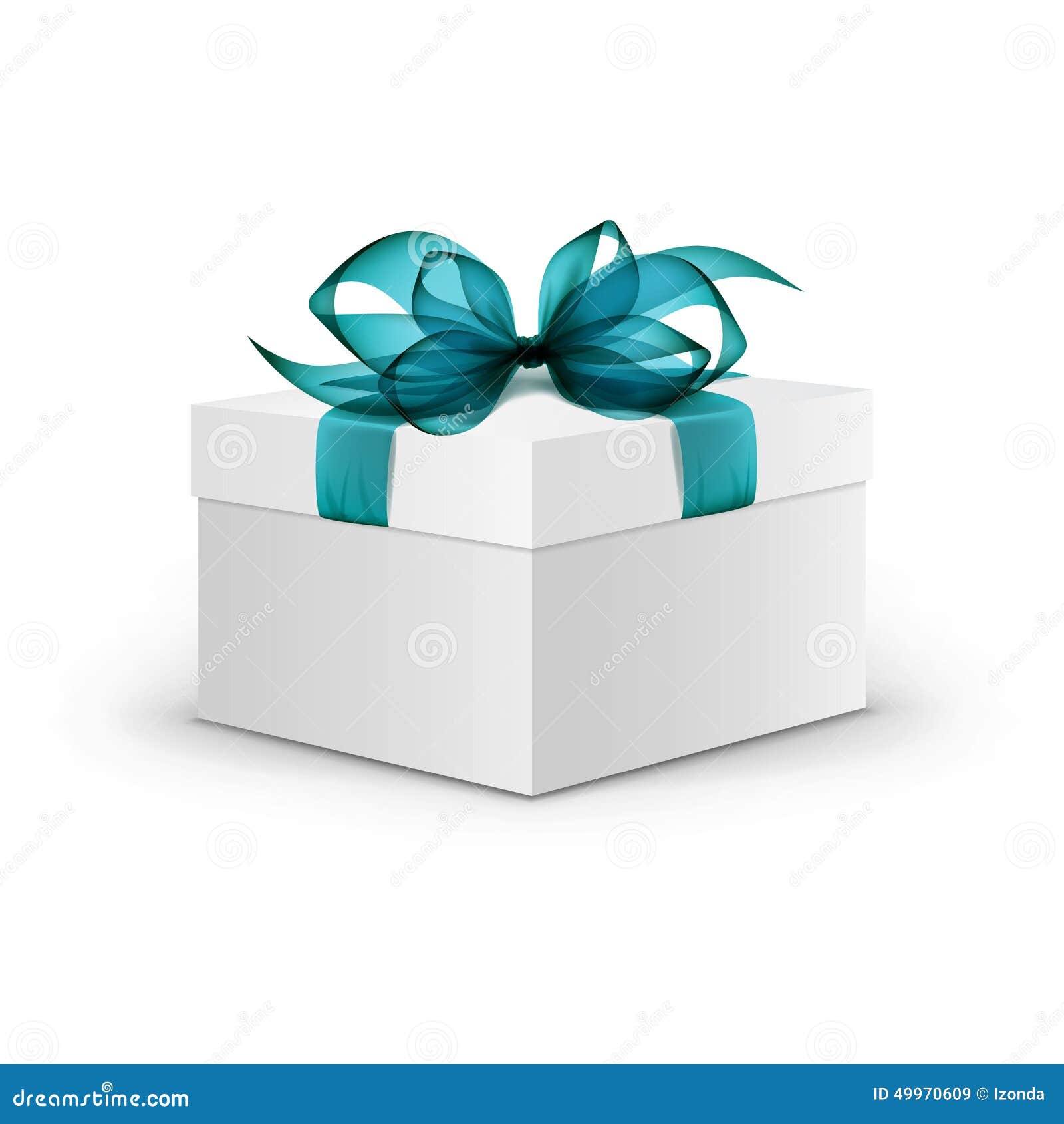 White Square Gift Box With Light Blue Ribbon Stock Vector - Image: 49970609