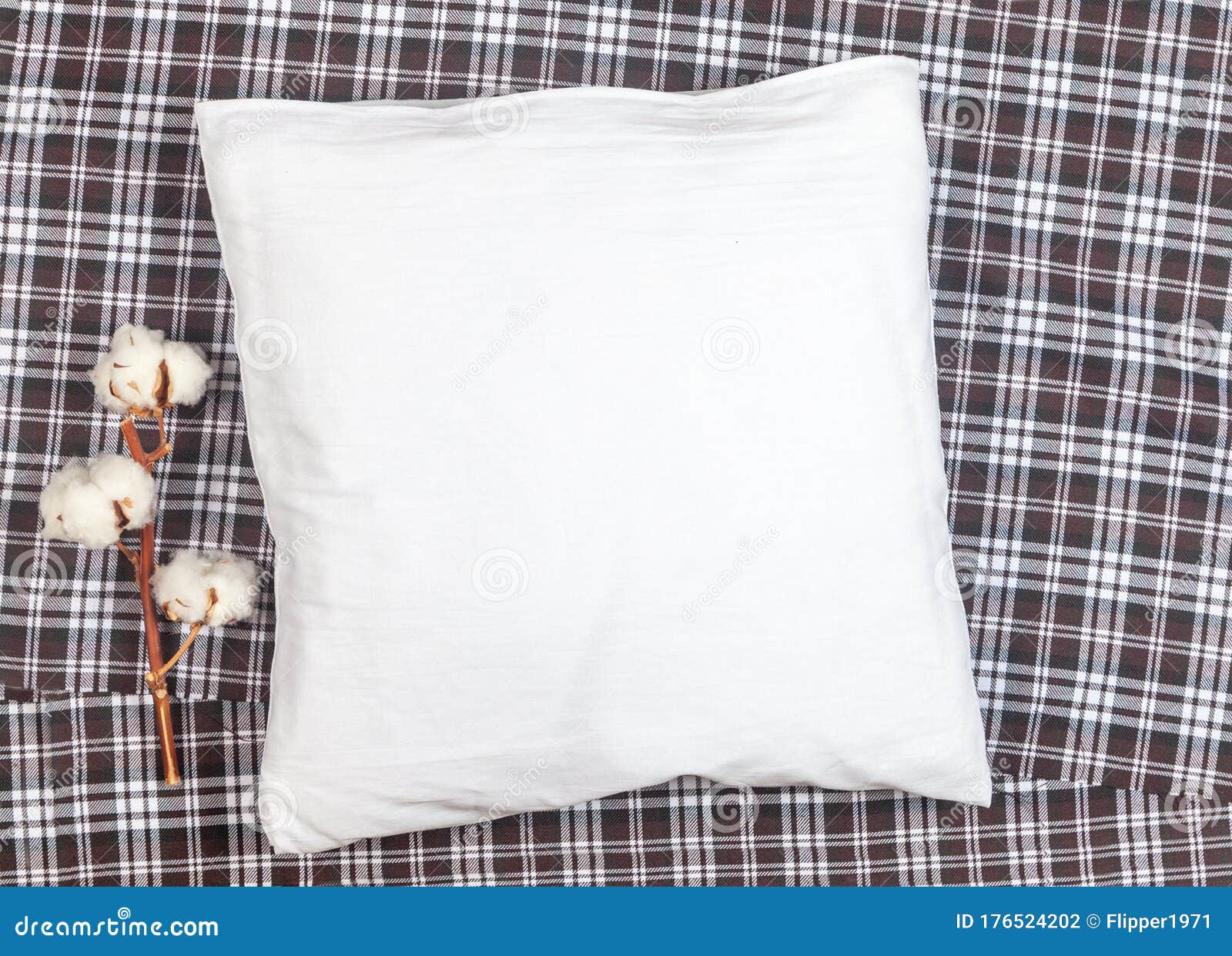 Download White Square Pillow Mockup On Checkered Background For ...