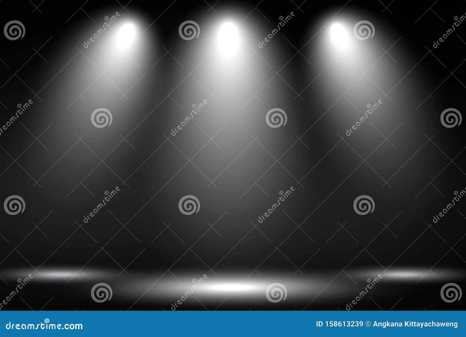 White Stage with Spot Lighting in Black Background. Stock Illustration