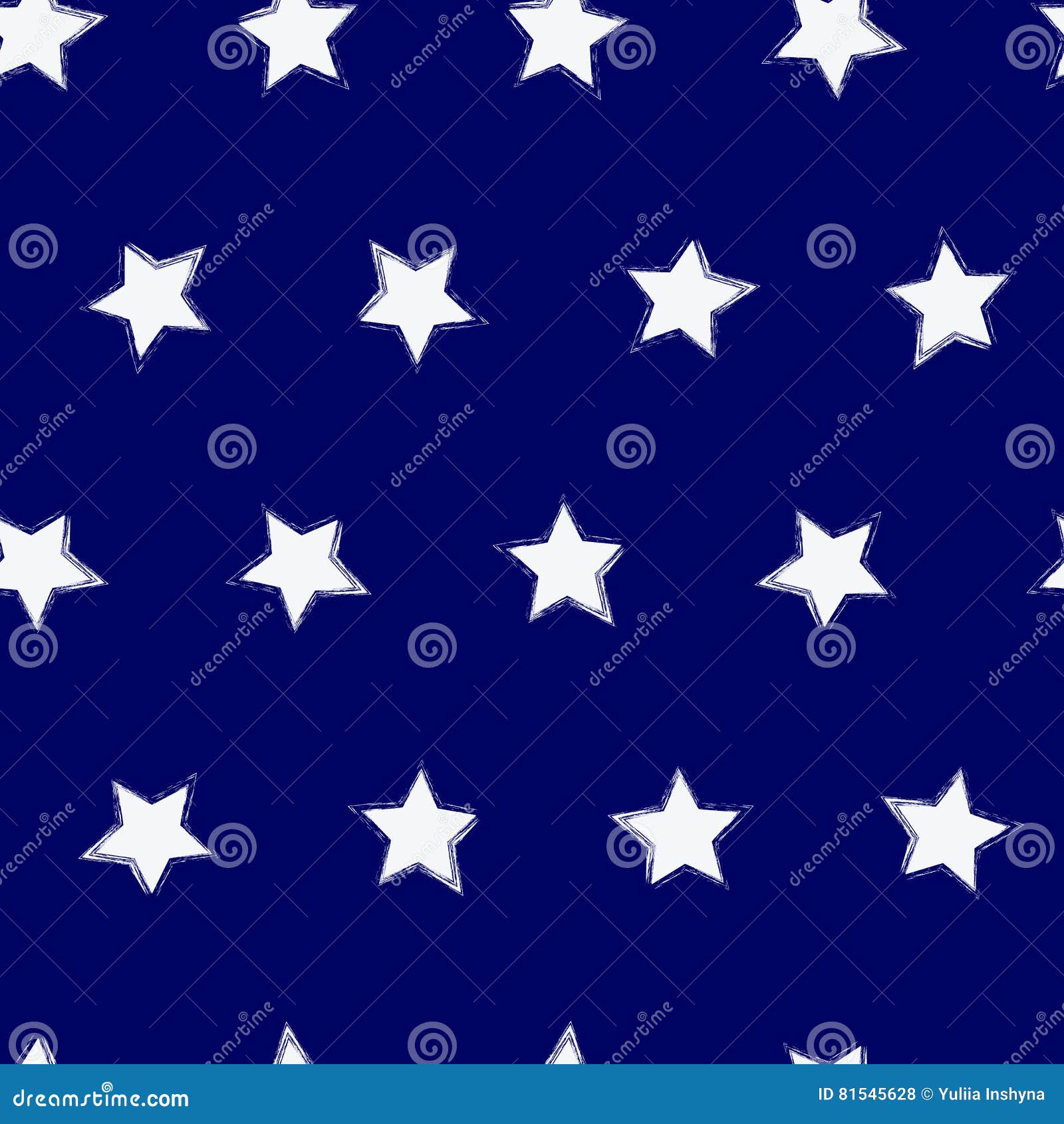 White Stars on a Blue Background, Seamless Pattern Stock Vector