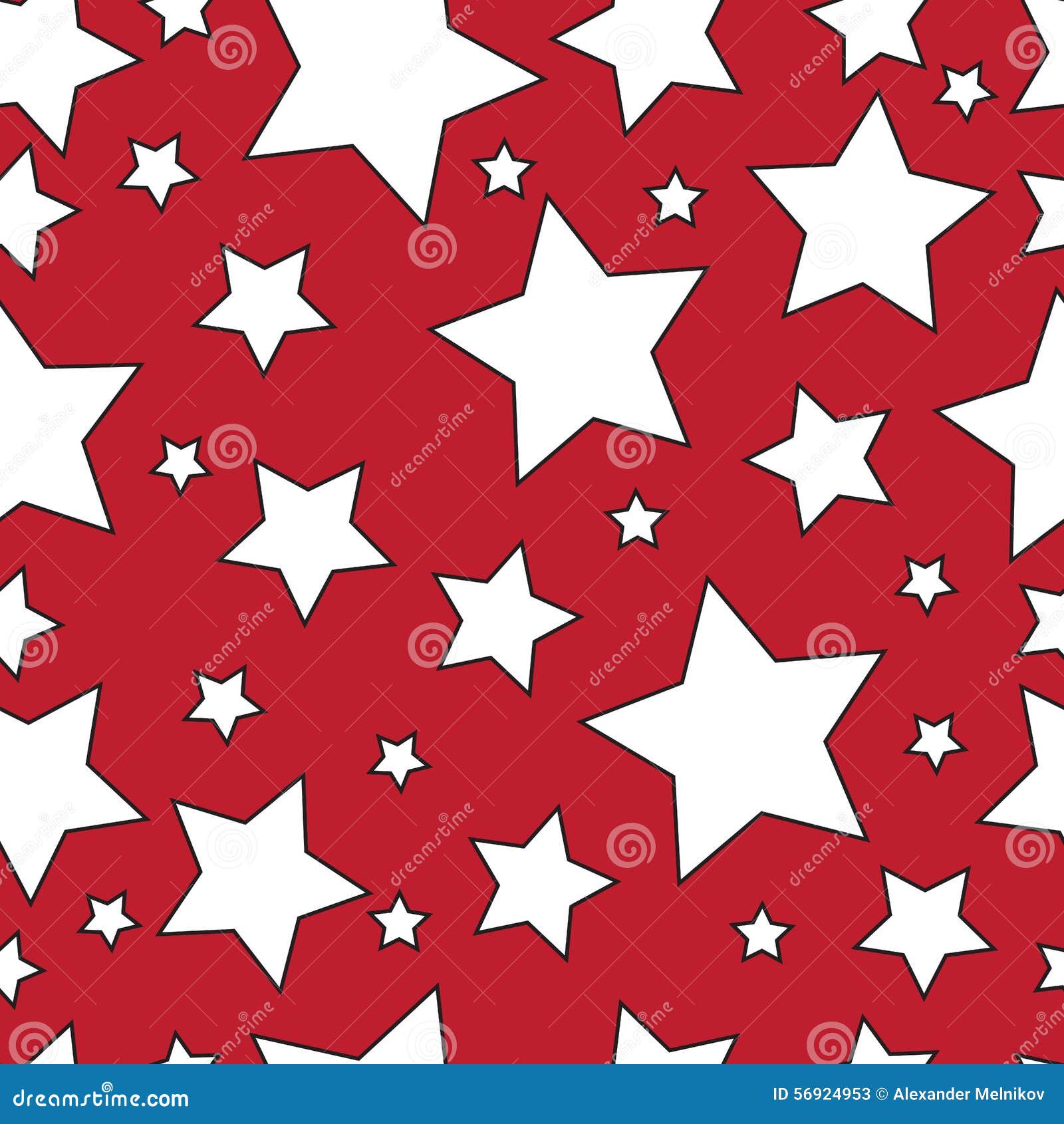 White Stars on a Red Background.Seamless Stock Vector Illustration of