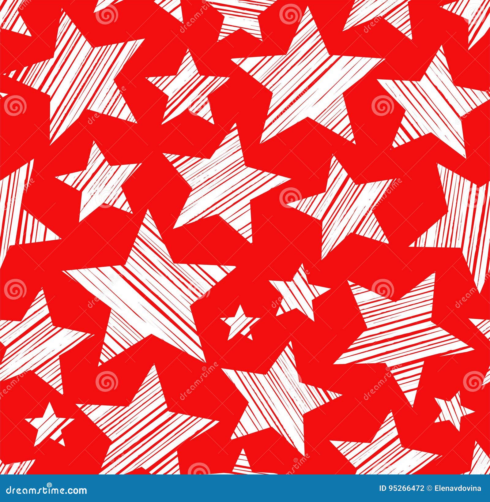 White Stars, Red Background, Seamless, Vector. Stock Vector