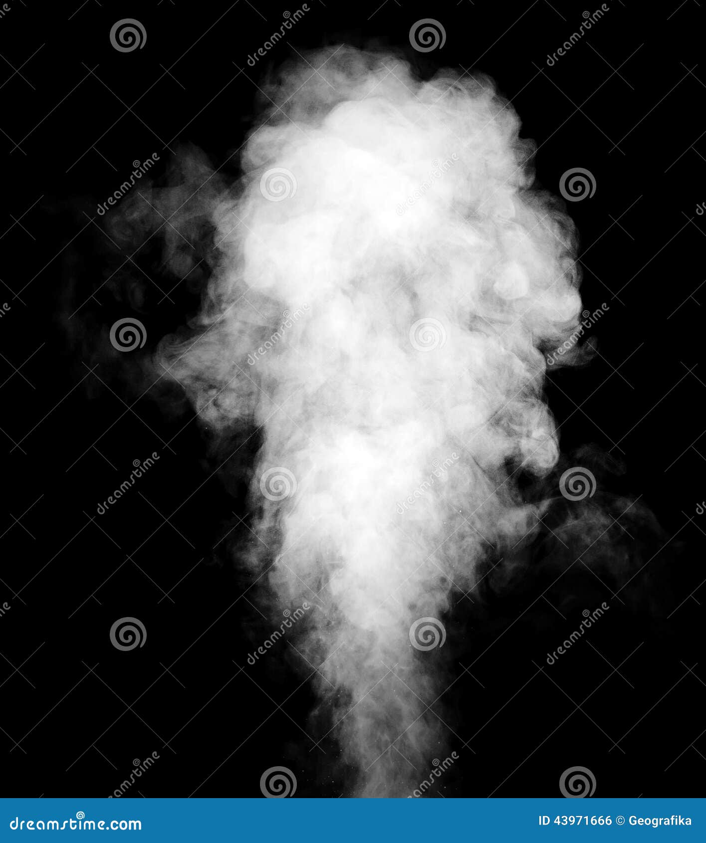 white steam cloud on black background.