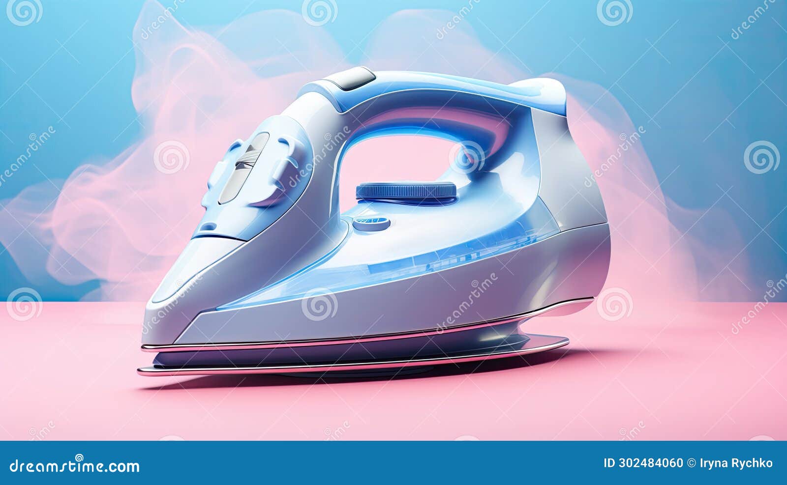 White Steam Iron on Bright Colour Background Stock Photo Image of