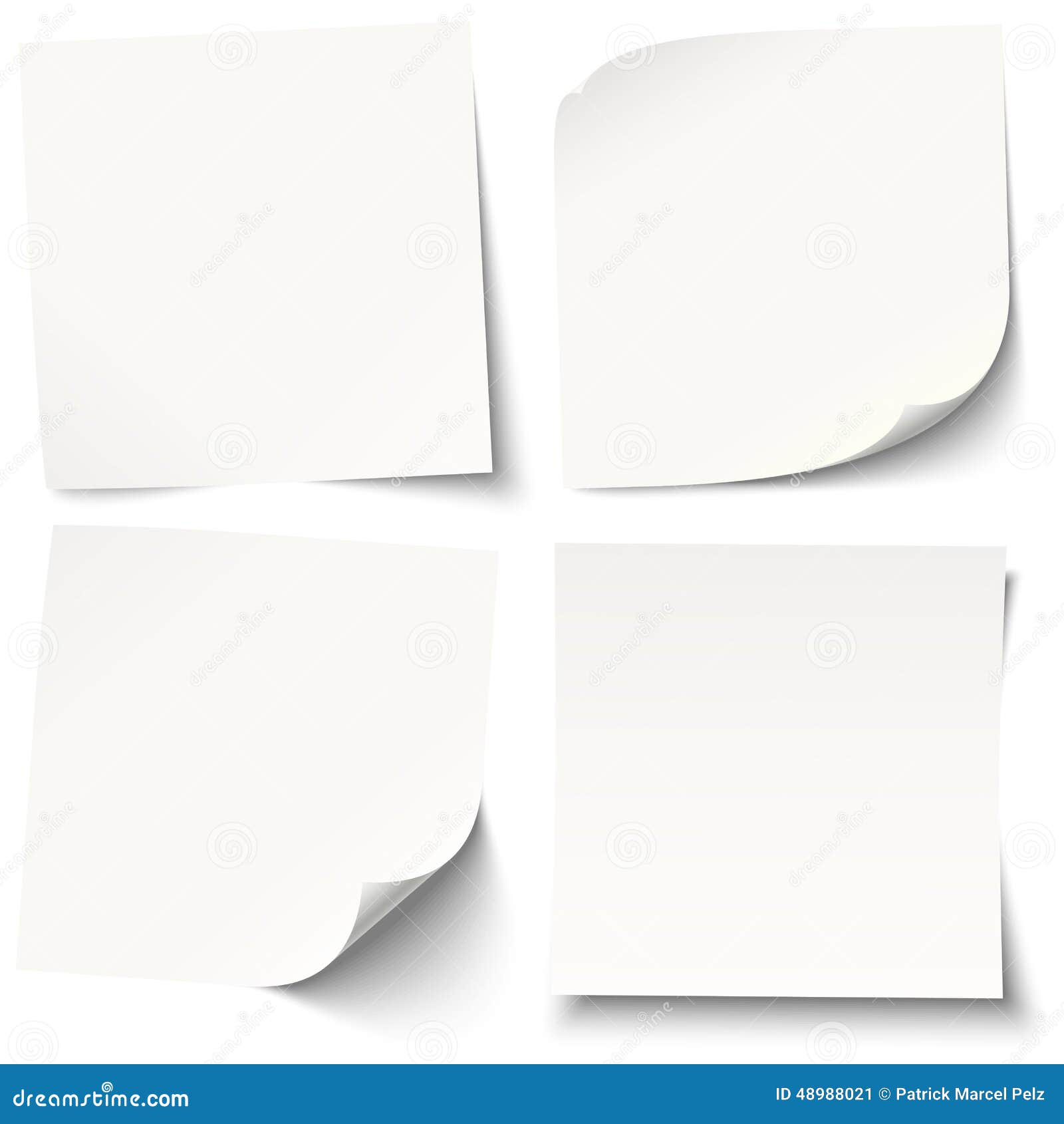 White Sticky Notes with Different Shadows Stock Vector - Illustration of  object, blank: 48988021