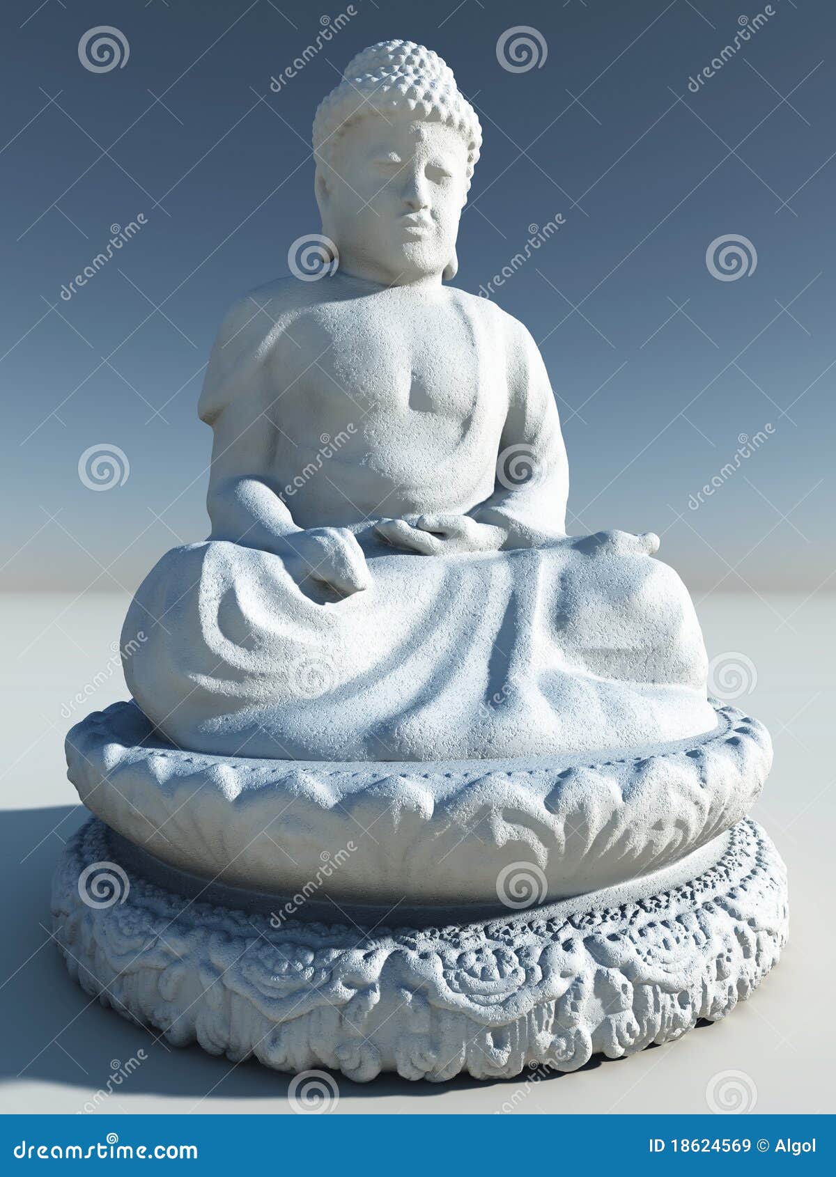 White Stone Buddha Statue stock illustration. Illustration of religious 18624569