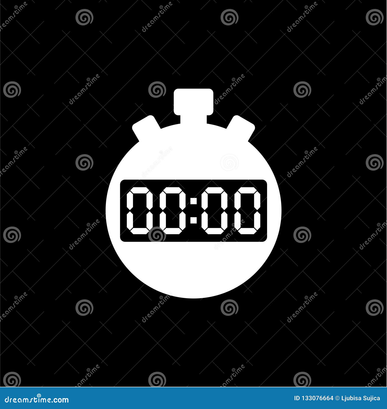 Stopwatch Flat Icon Or Logo On Dark Background Stock Illustration
