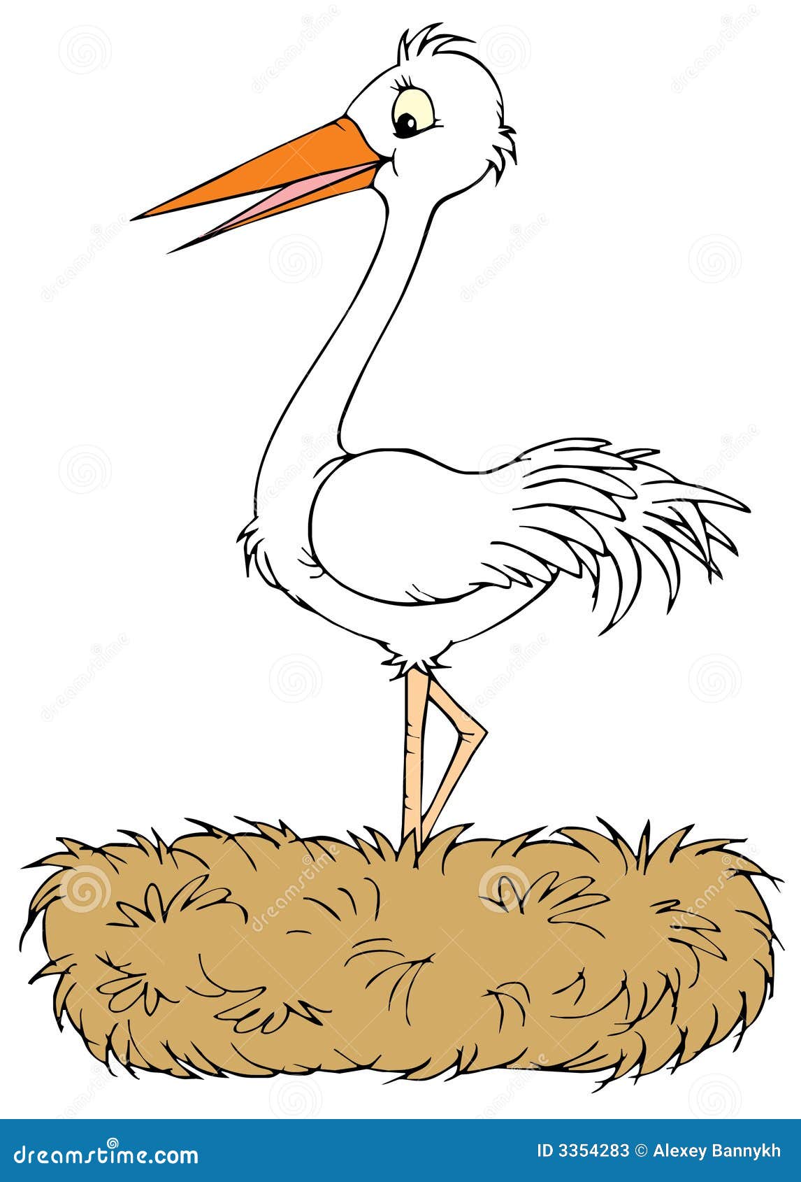 White Stork Vector Clip Art Stock Vector Illustration Of Character Nest
